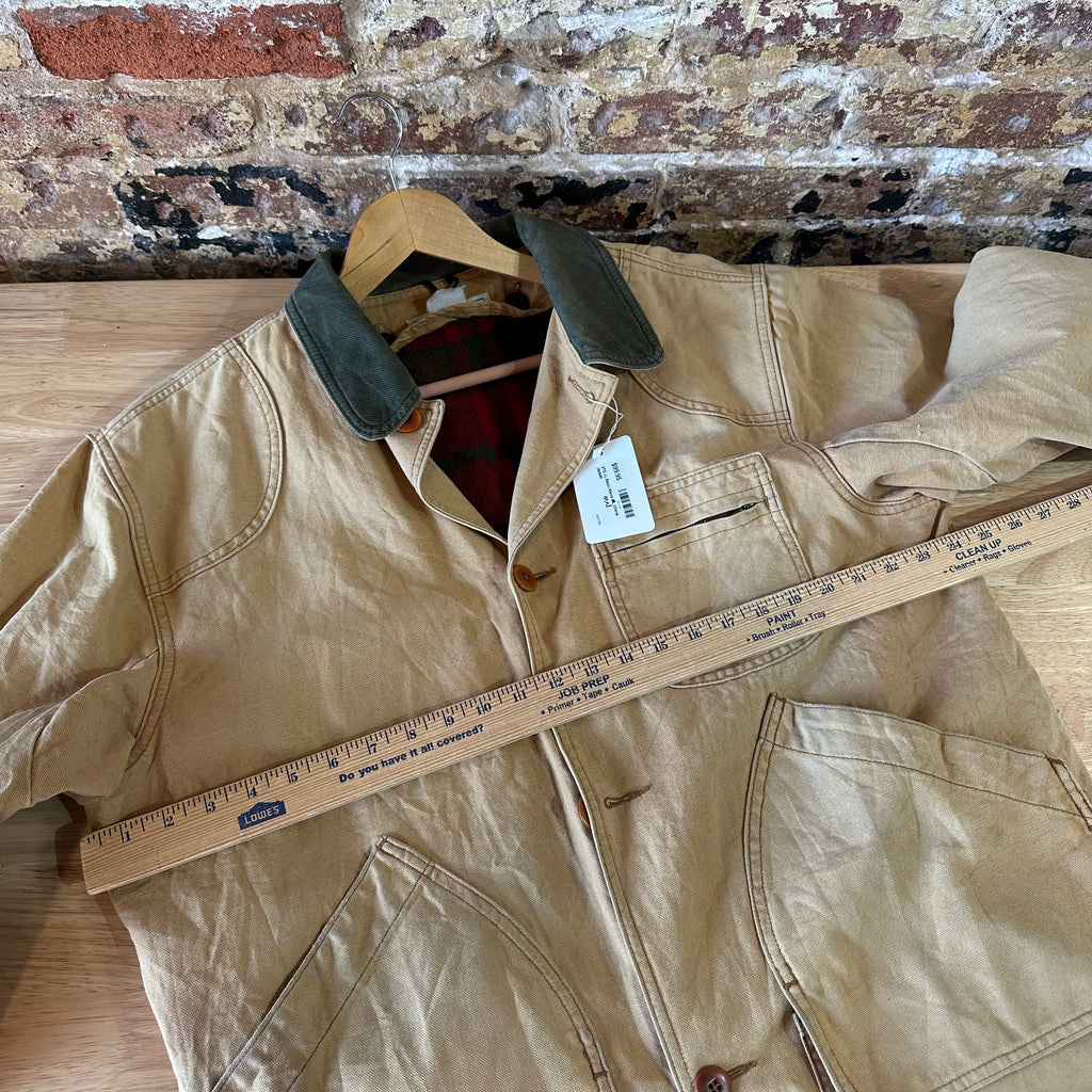 LL Bean Chore Jacket Mens Medium Canvas Barn Coat Lined Corduroy Collar&nbsp;