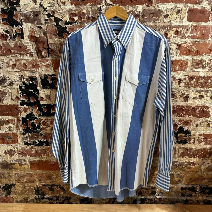 VTG Wrangler Men's Large Blue Western Shirt