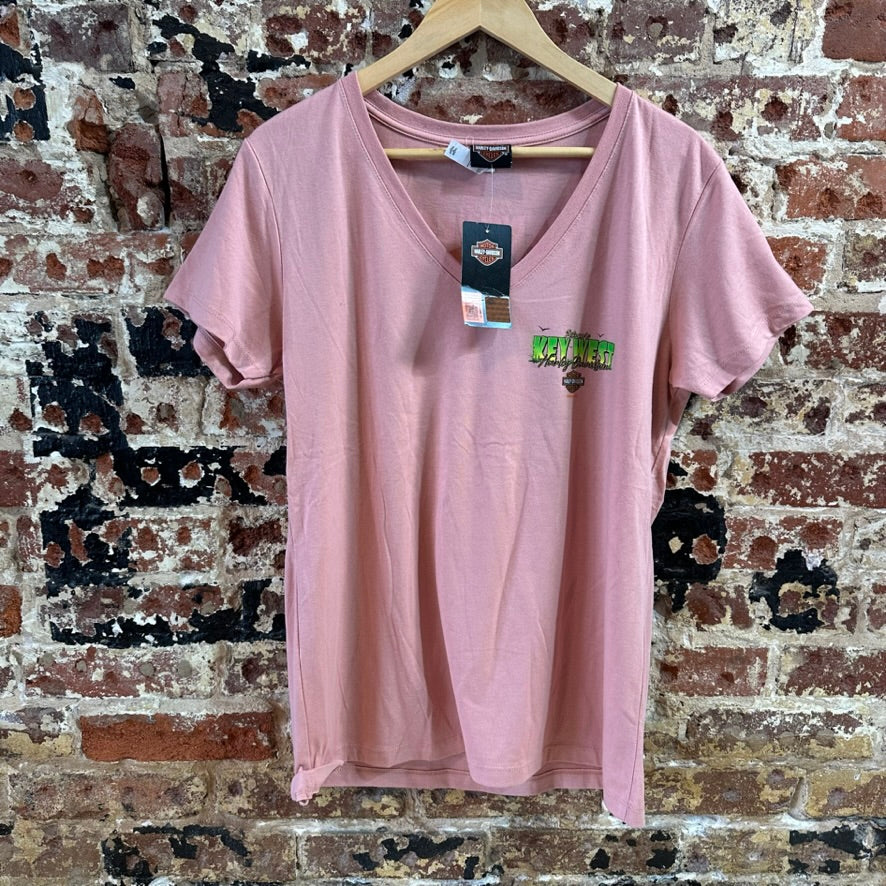 Harley Davidson Women's 2XL Short Sleeve Pink T-Shirt V-Neck NEW
