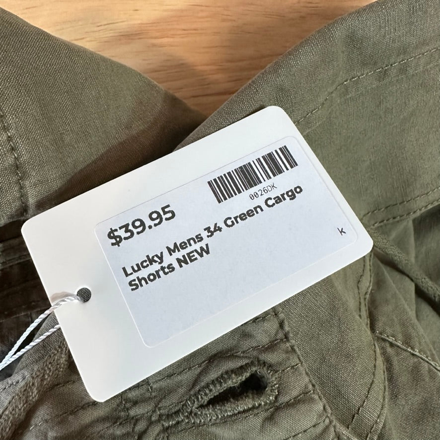 Lucky Mens 34 Cargo Green Shorts NEW