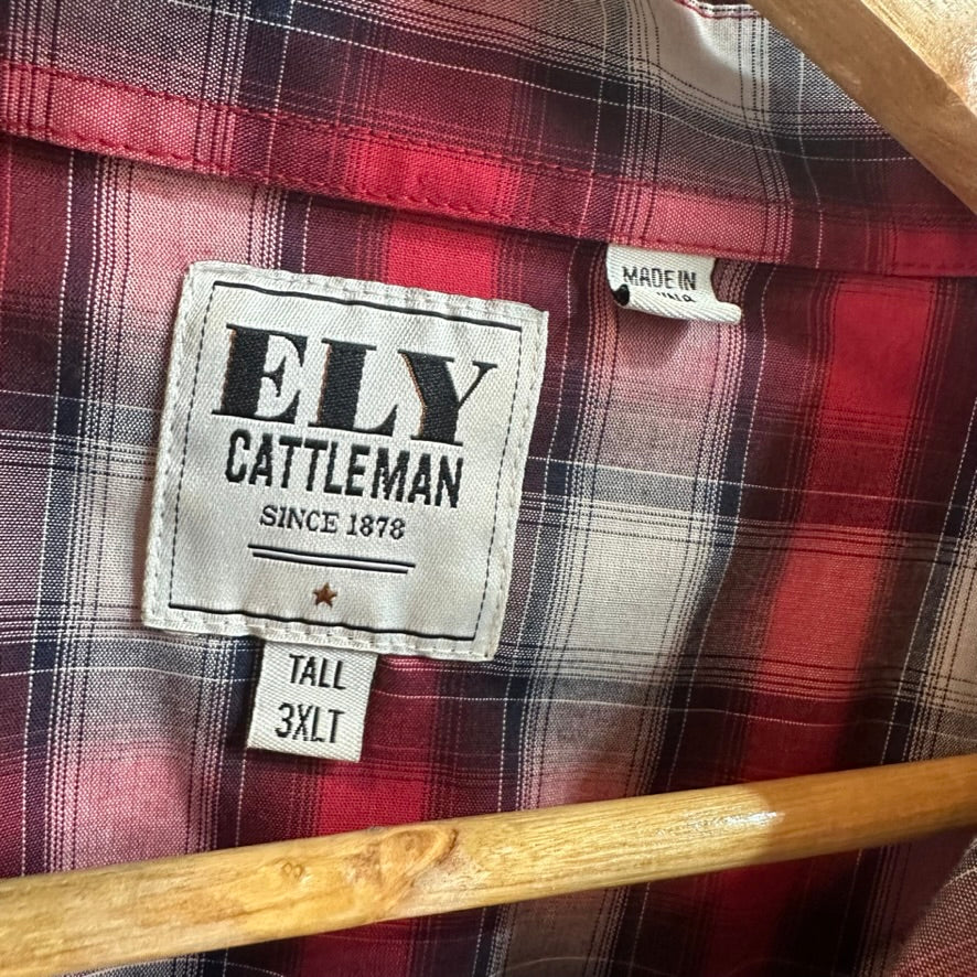 Ely Cattleman Mens 3XL Tall Pearl Snap Western Shirt