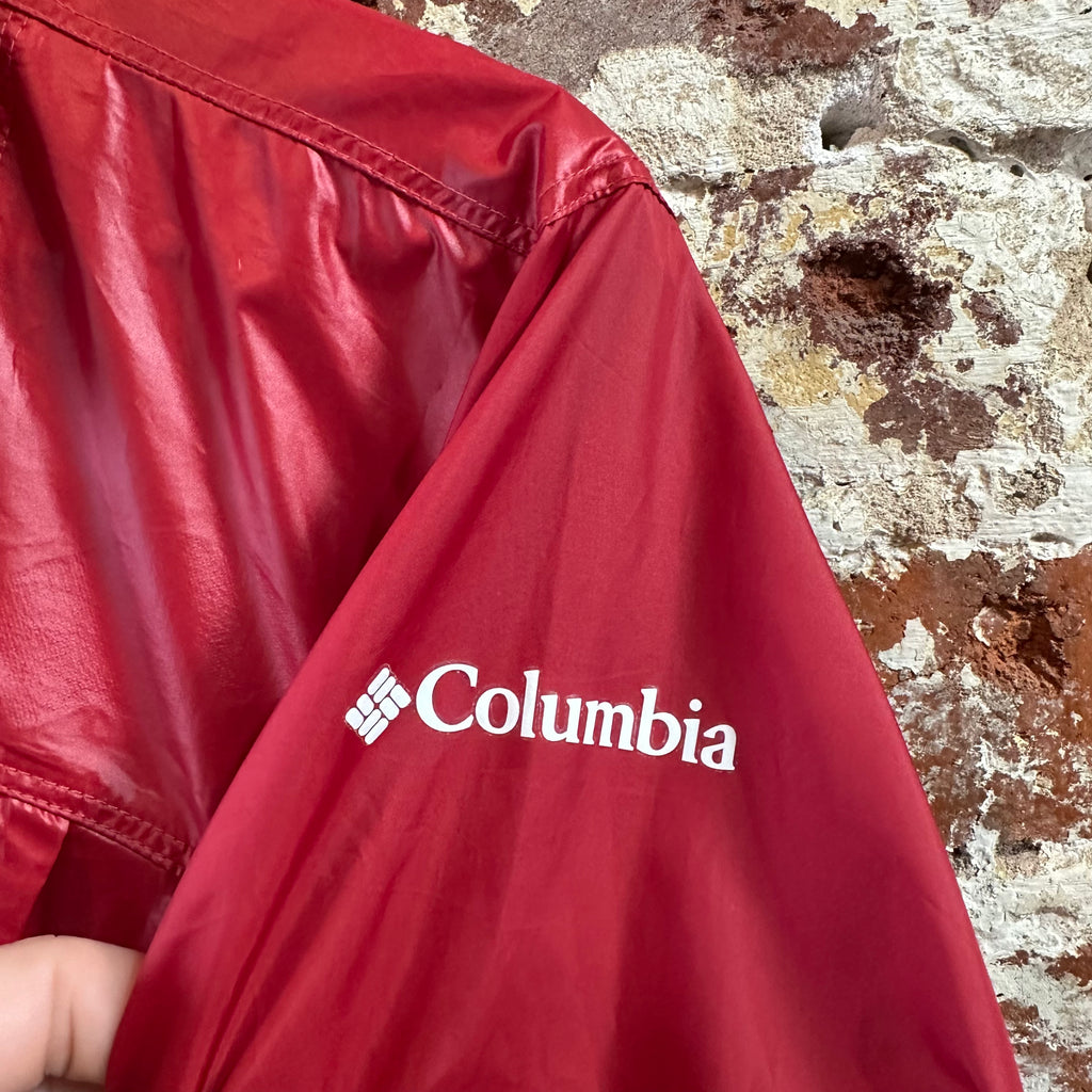 Columbia Windbreaker Women's Small Red Outdoor Rain Jacket Full Zip Hooded