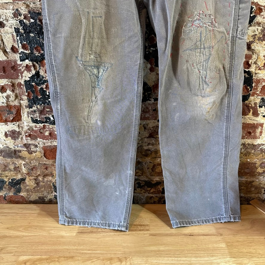 Carhartt Mens 34x32 Gray Pants
