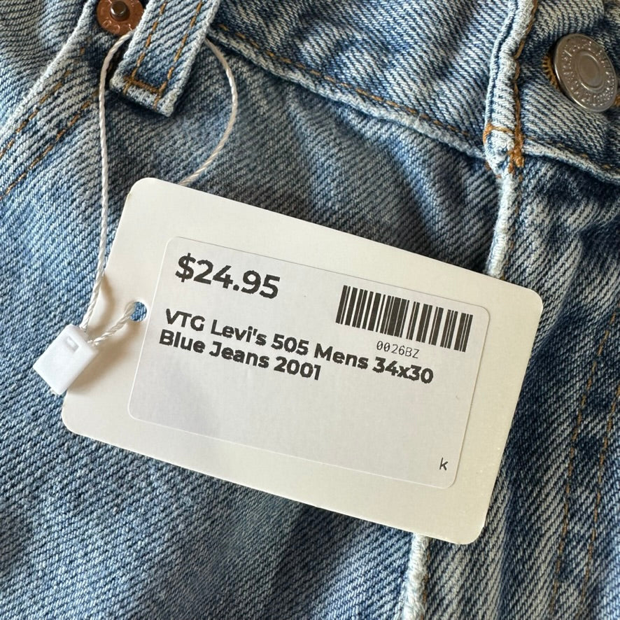VTG Levis 505 Mens 34x30 Blue Jeans