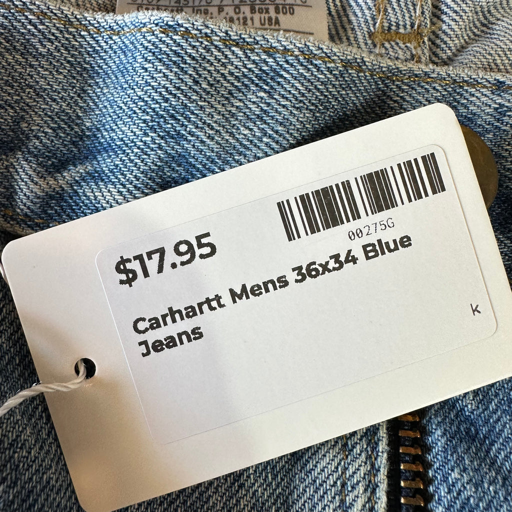 Carhartt Mens 36x34 Blue Jeans