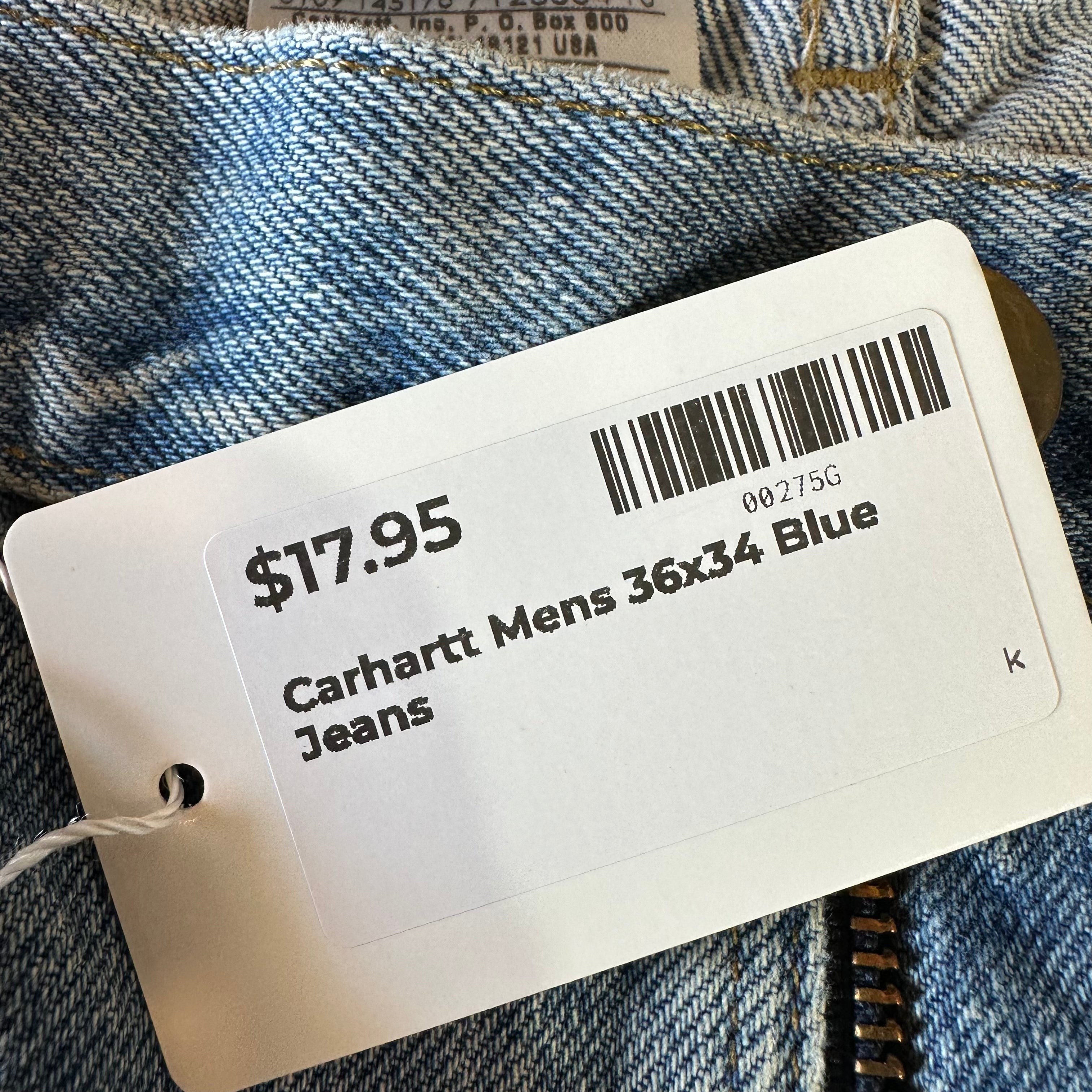 Carhartt Mens 36x34 Blue Jeans