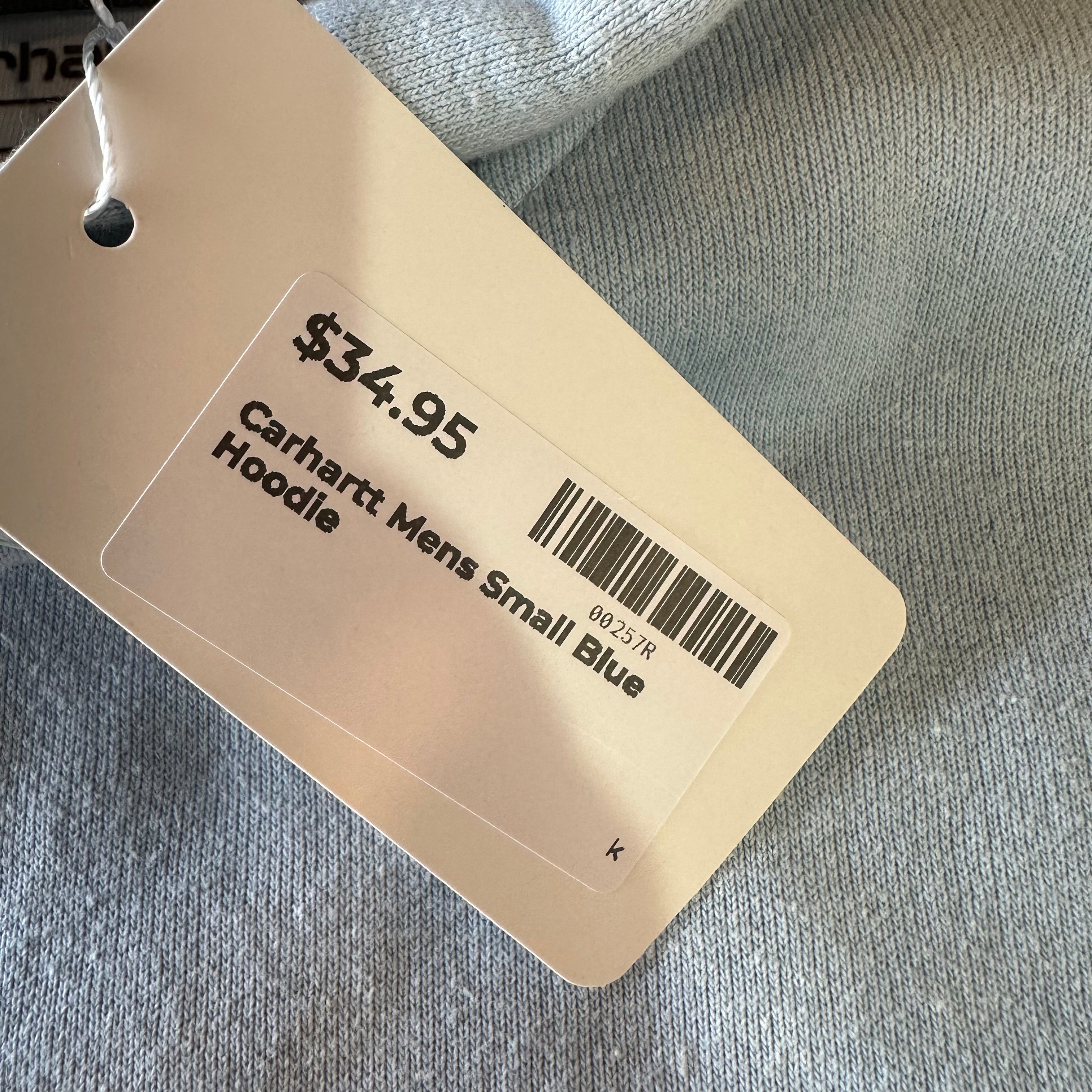 Carhartt Men's Small Sleeve Logo Hoodie Loose Fit Workwear Blue K288