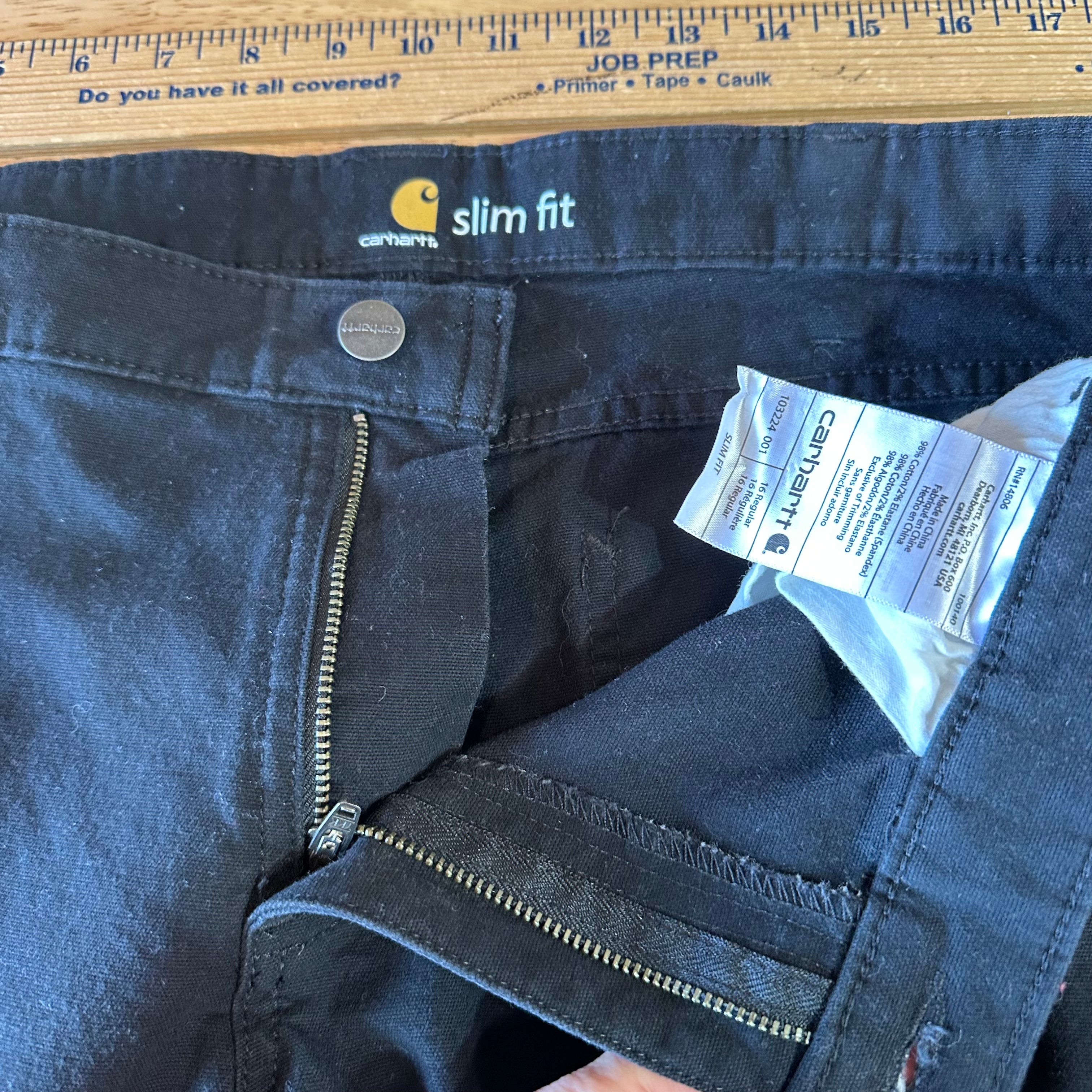 Carhartt Canvas Pants Womens Size 16 Slim Fit (37x29) Black Work BLK