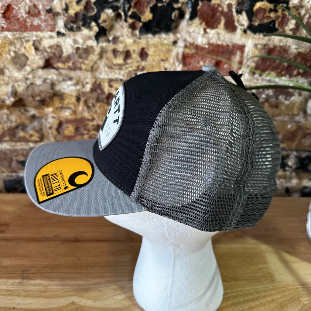Carhartt Mens 1889 Black Gray Patch Snapback hat&nbsp;