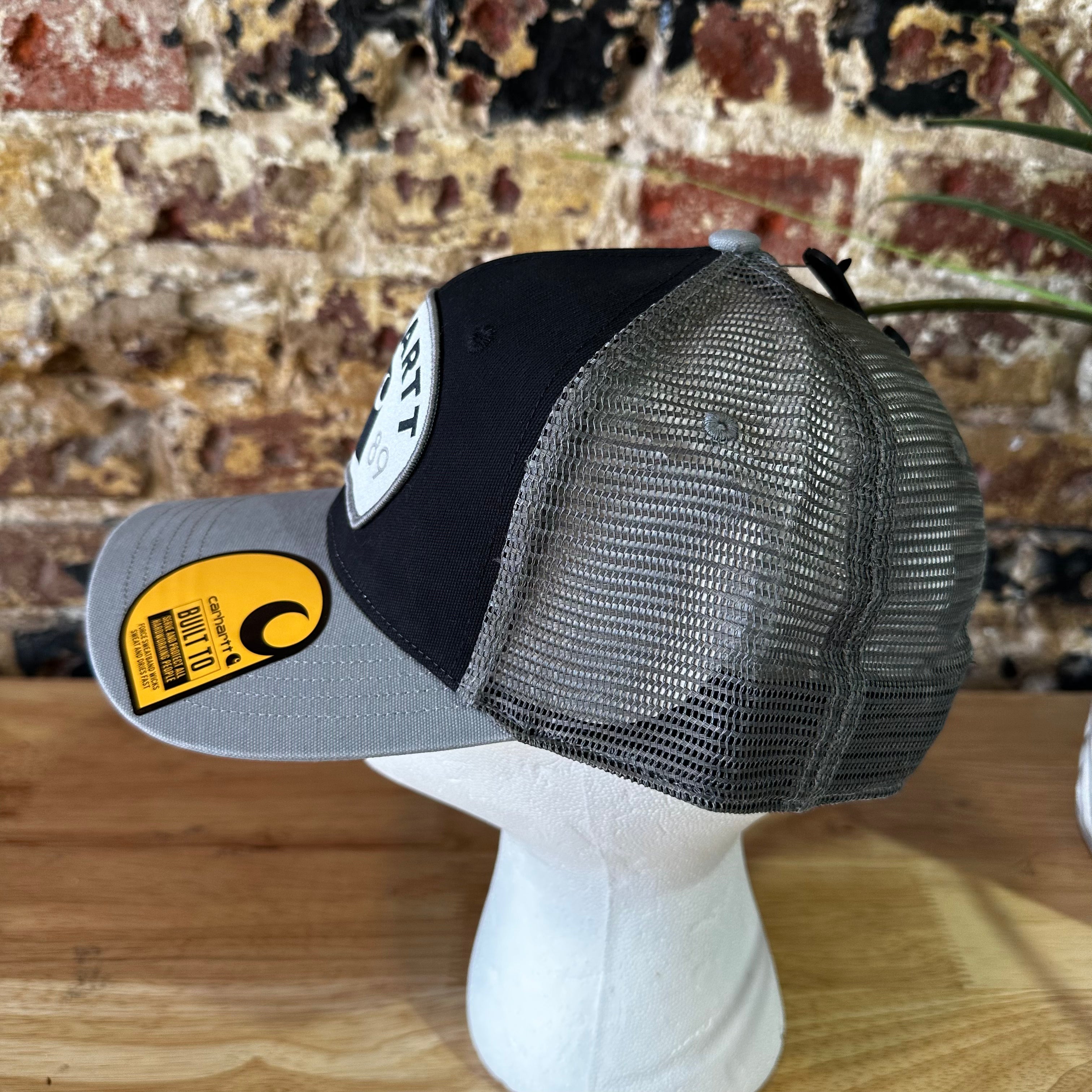 Carhartt Mens 1889 Black Gray Patch Snapback hat&nbsp;