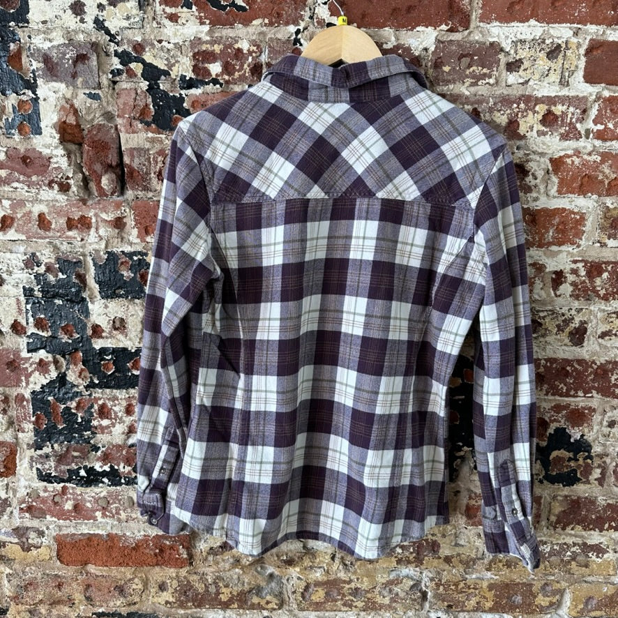 Carhartt Womens Medium Button Up Flannel Shirt Purple Plaid long sleeve