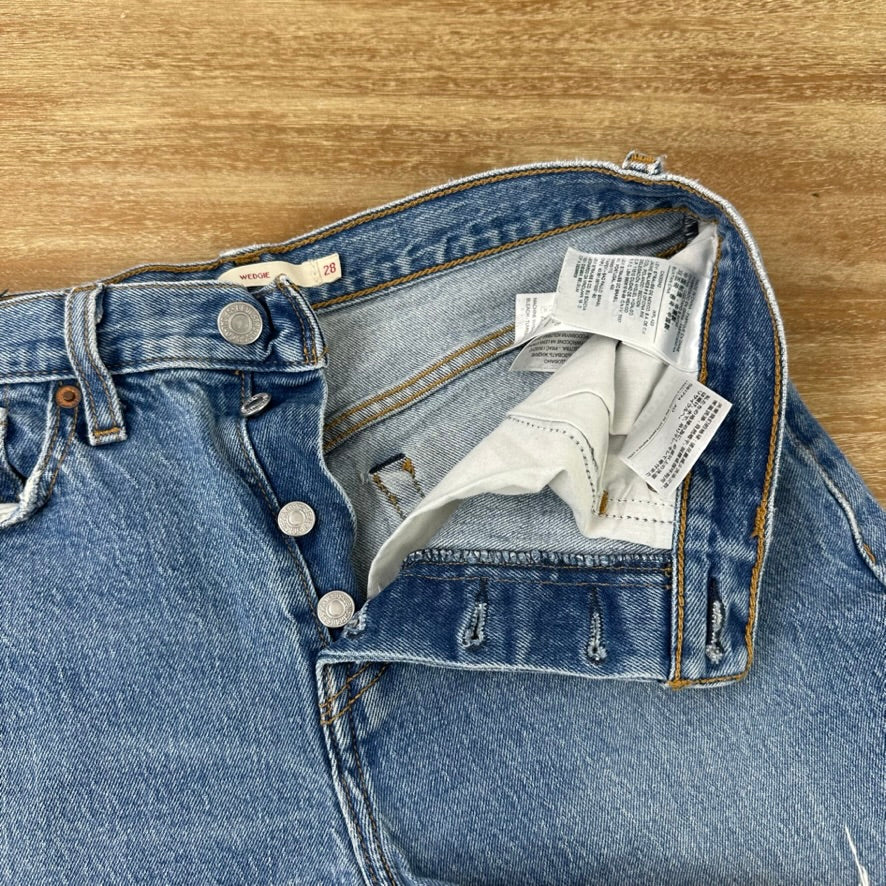 Levi's Cut Off Denim Blue Jean Shorts Womens 28 Distressed - 28x6"