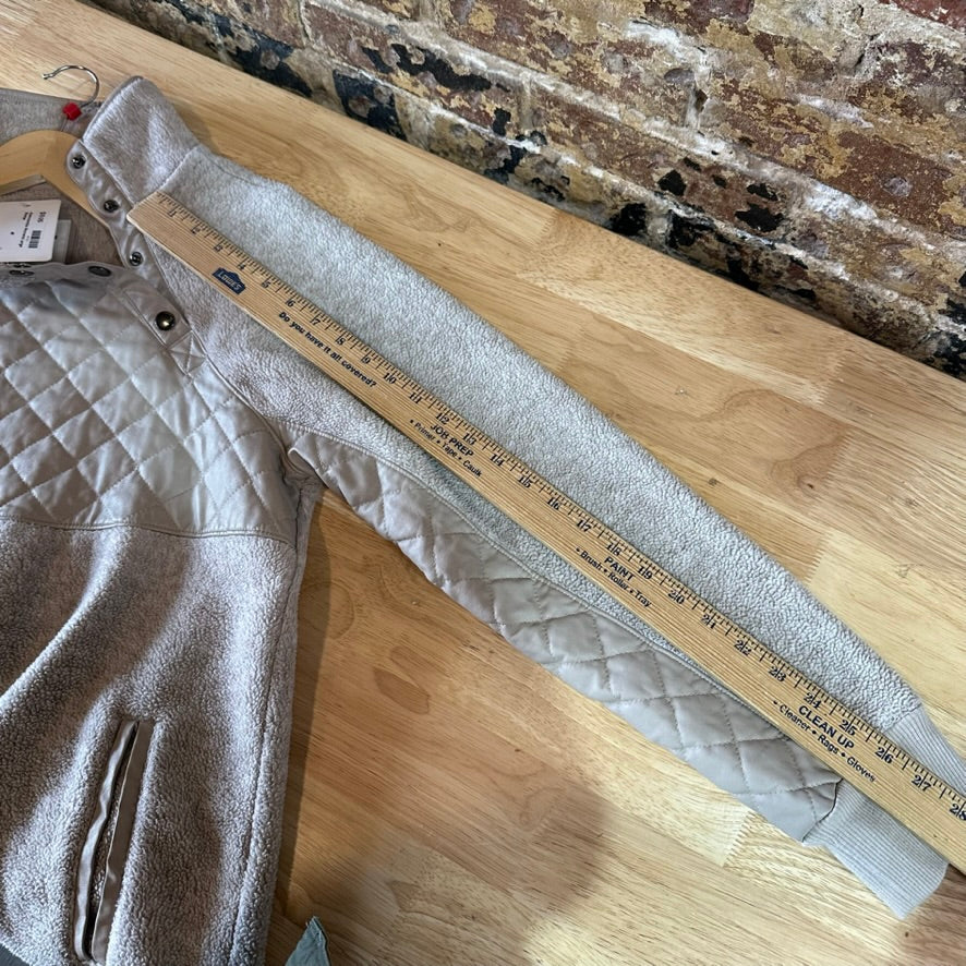 Abercrombie Fitch Women’s Asymmetrical Snap Fleece Tan Beige Large Sherpa