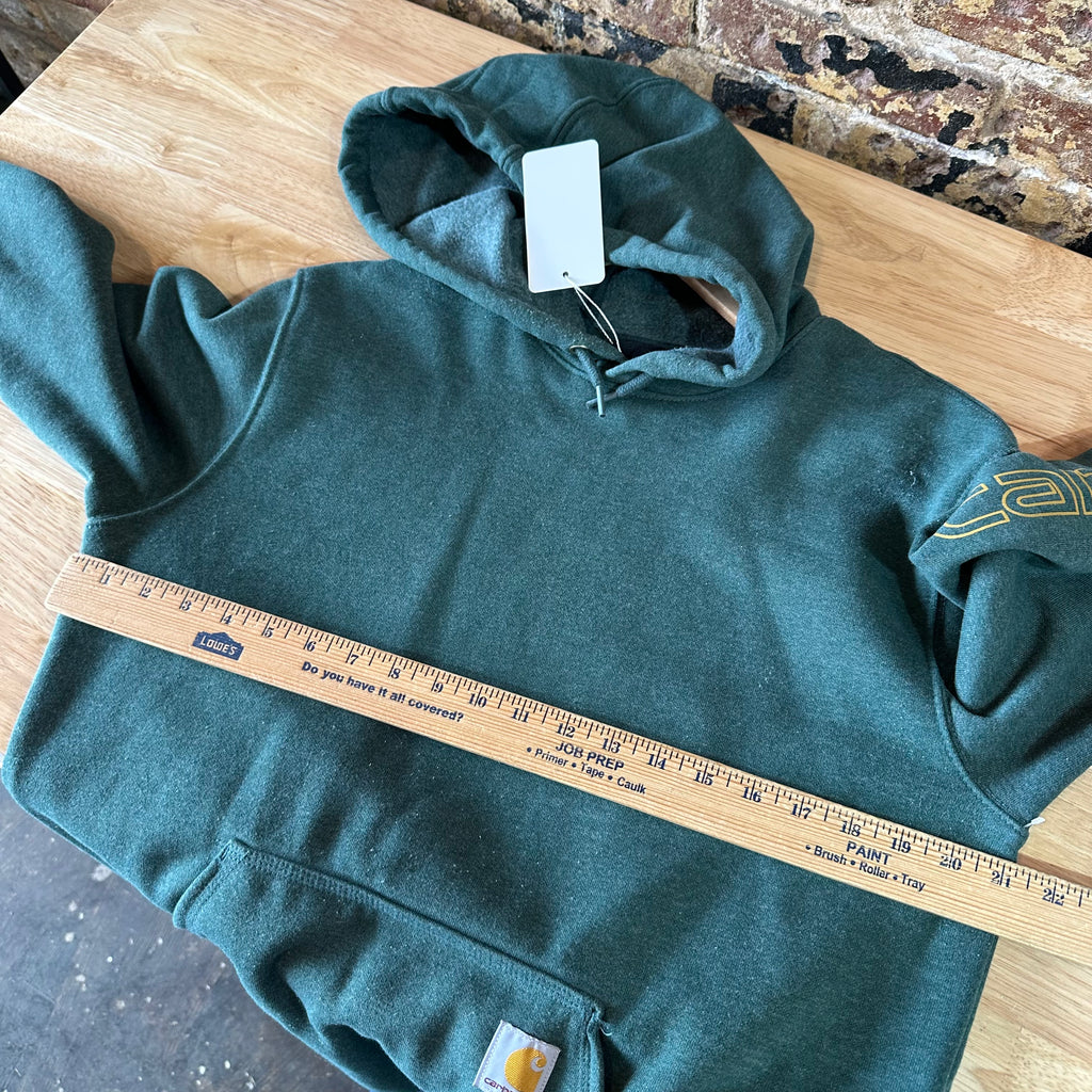 Carhartt Men's Small Sleeve Logo Hoodie Loose Fit Workwear Green K288