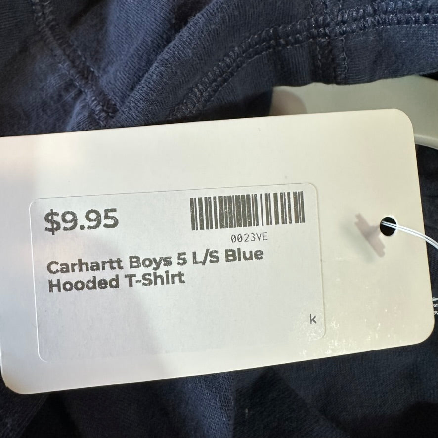 Carhartt Boys 5 Blue L/S Hooded T-Shirt
