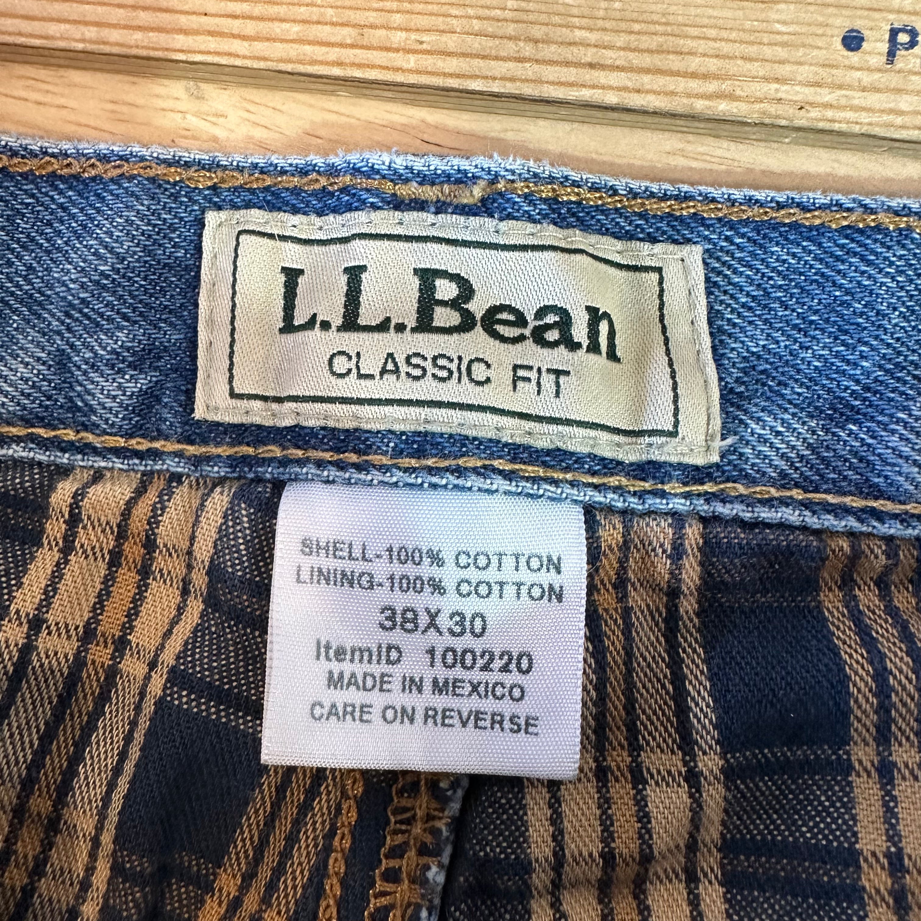 LL Bean Mens 38x30 Flannel lined Blue Jeans