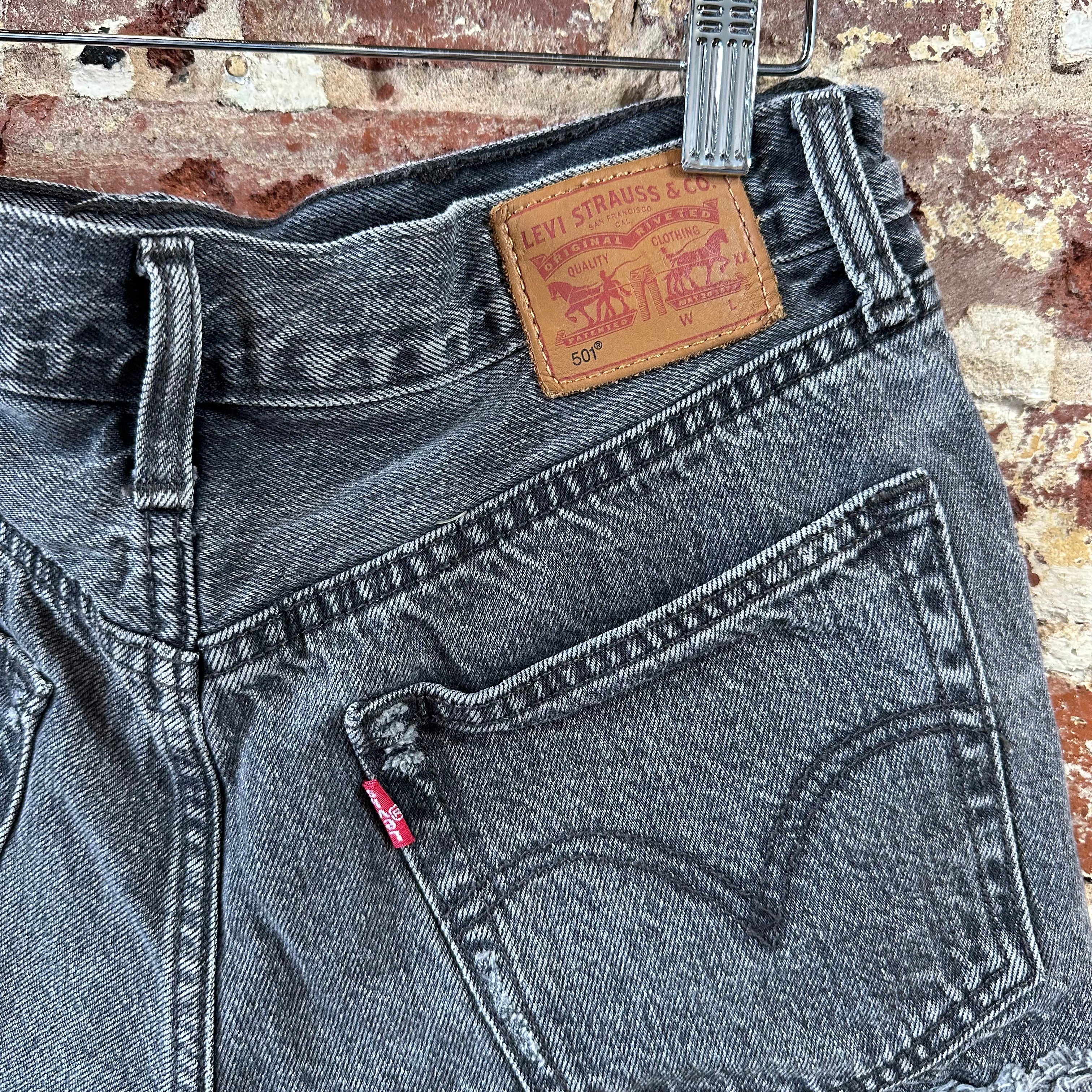 Levi's Cut Off Denim Black Jean Shorts Womens 27 Distressed- 30x2"