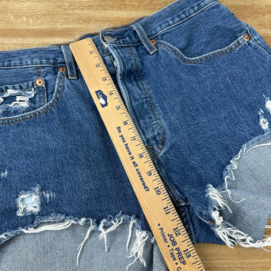 Levi's Cut Off Denim Blue Jean Shorts Womens 32 Distressed - 32x3"
