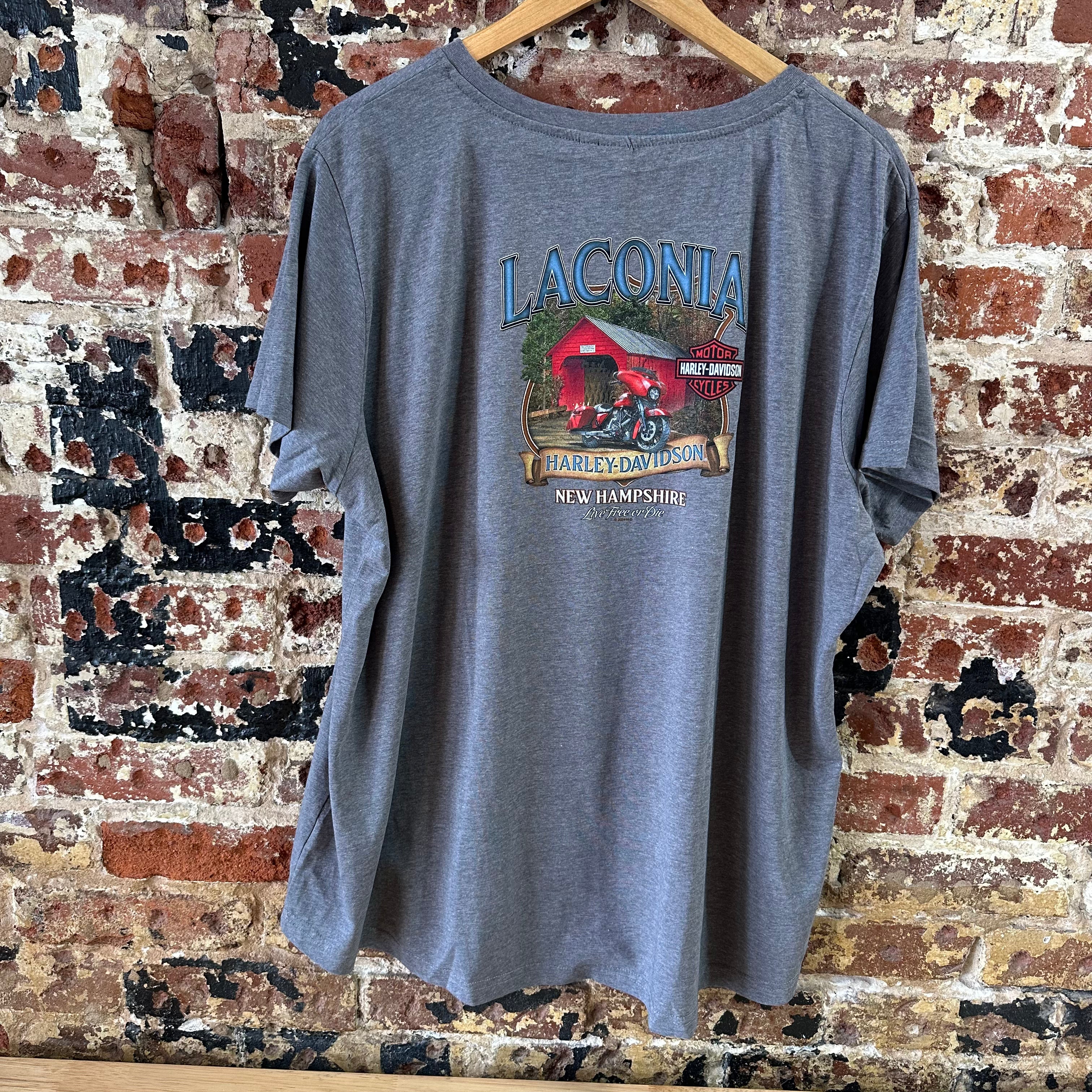 Harley Davidson Women's 3XL Short Sleeve Gray T-Shirt Laconia NEW