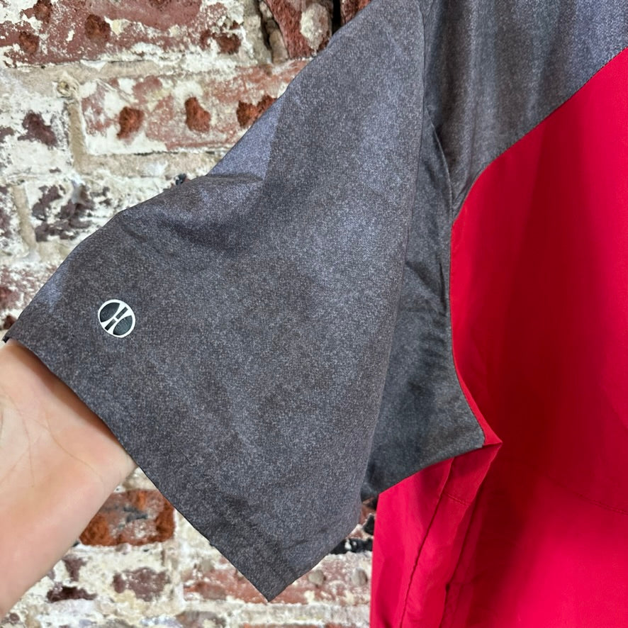 Holloway Warm Up Jacket Shirt 1/4 Zip Men's Red Gray 3XL Pockets short sleeve