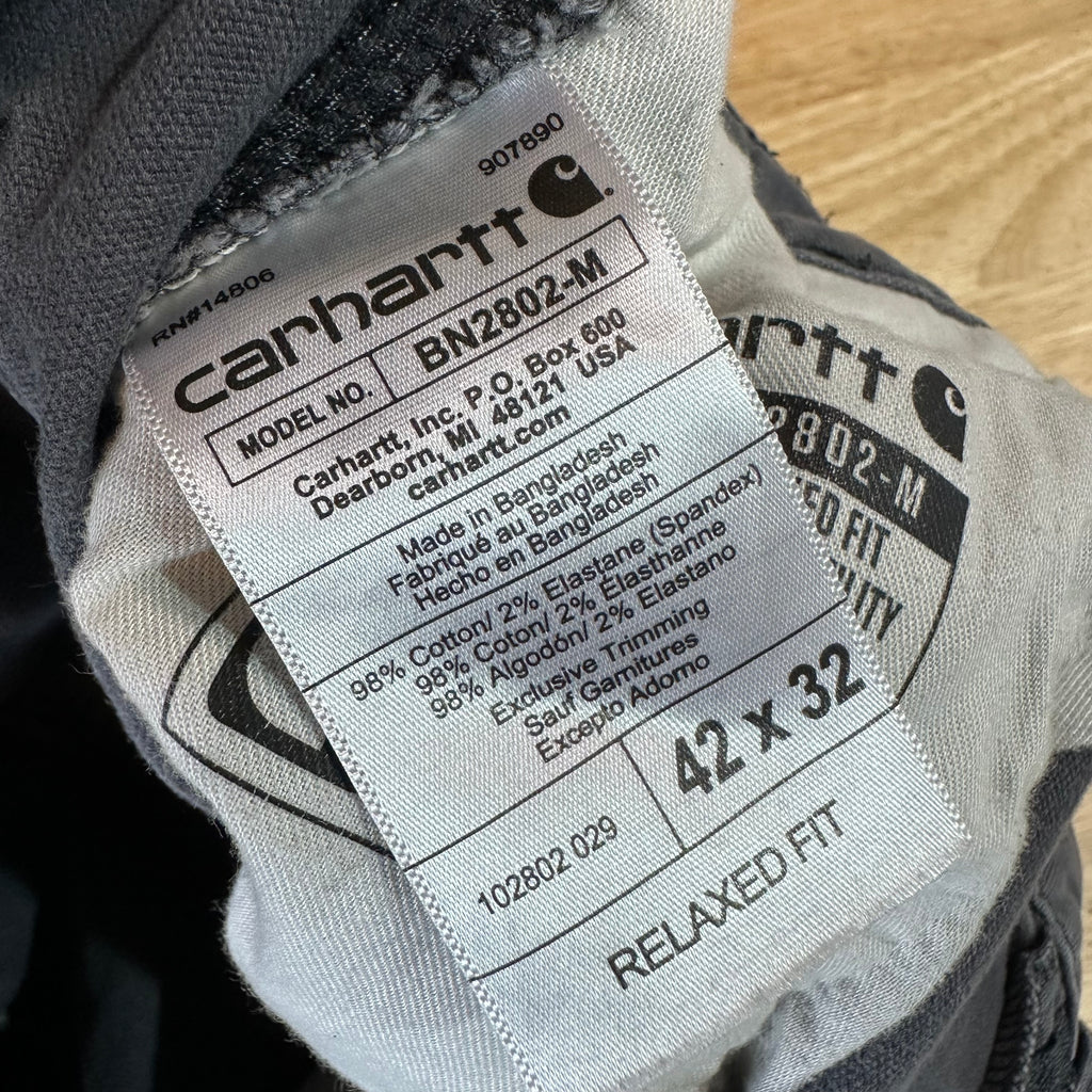 Carhartt Double Knee Mens 42x32 Gray Pants