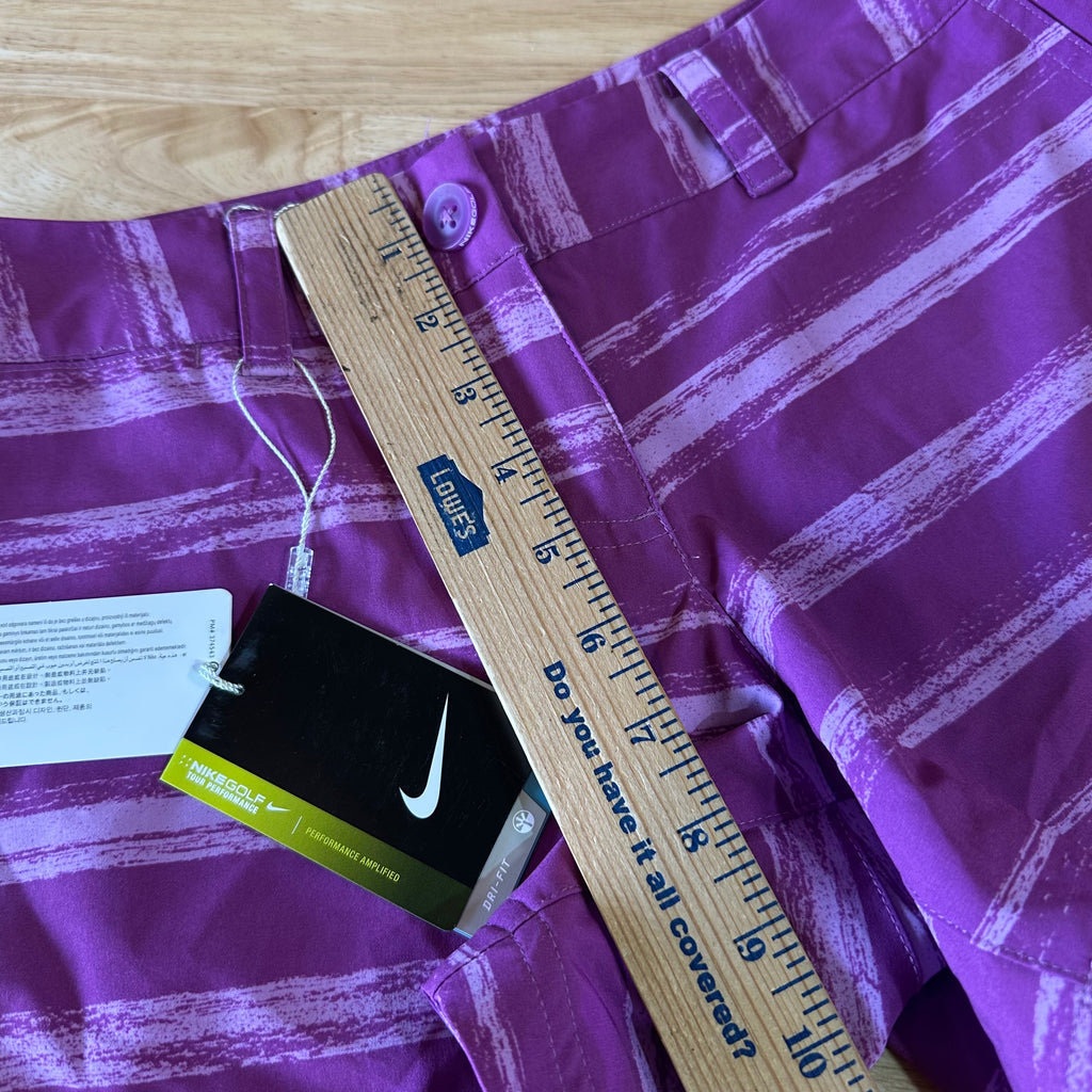 Nike Golf Shorts Purple Striped Tour Performance Womens 4 NEW 28x4"