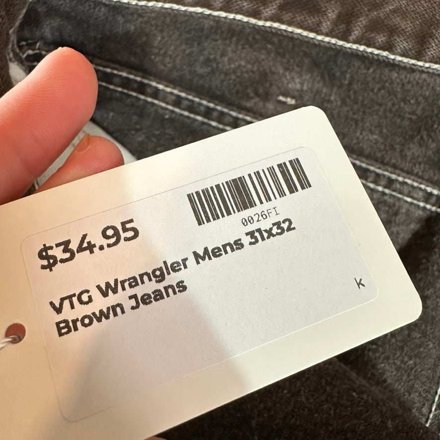 Vintage Wrangler Mens 31x32 Brown Jeans