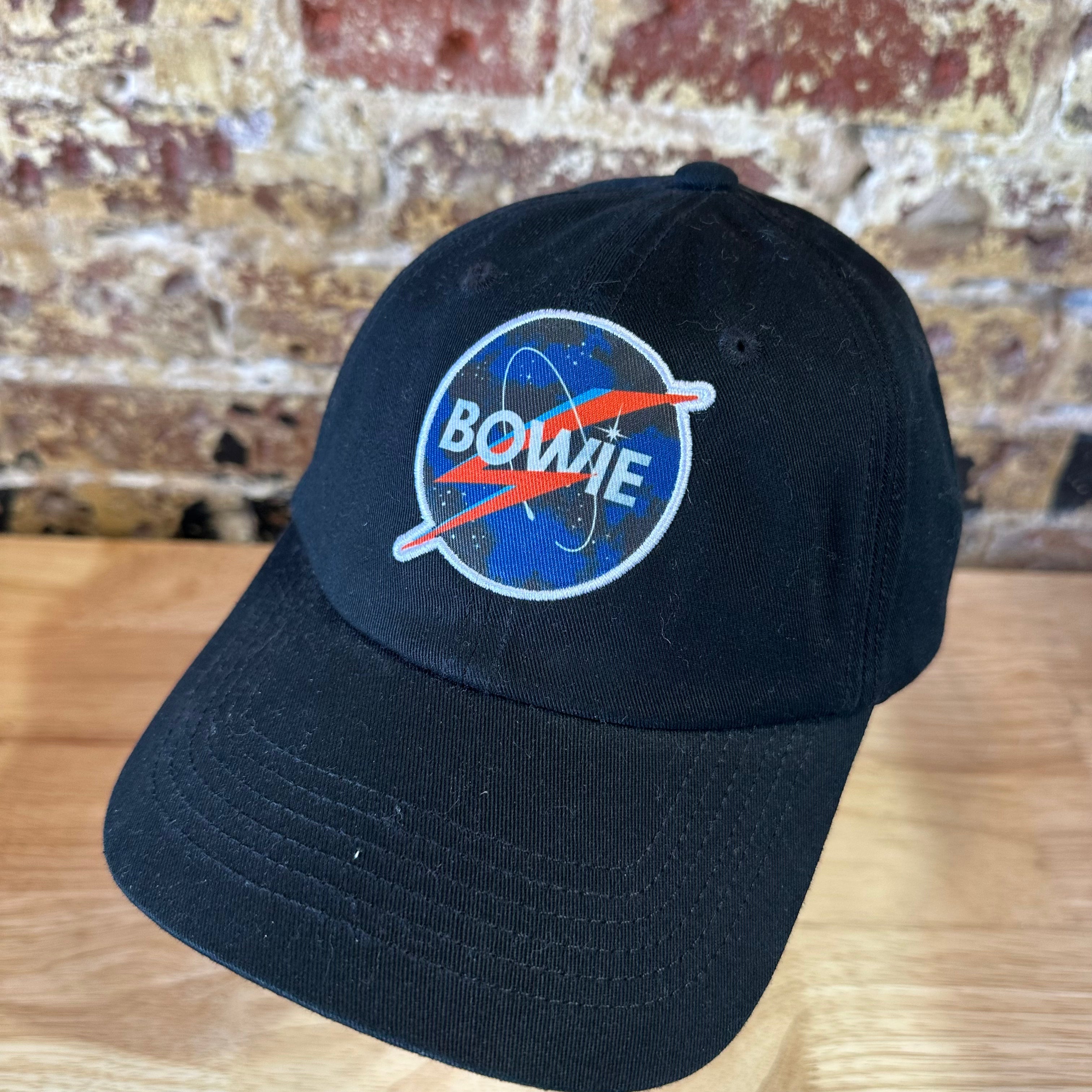 Lucky Brand David Bowie NASA Lightning Bolt Baseball Cap Hat Black NWT
