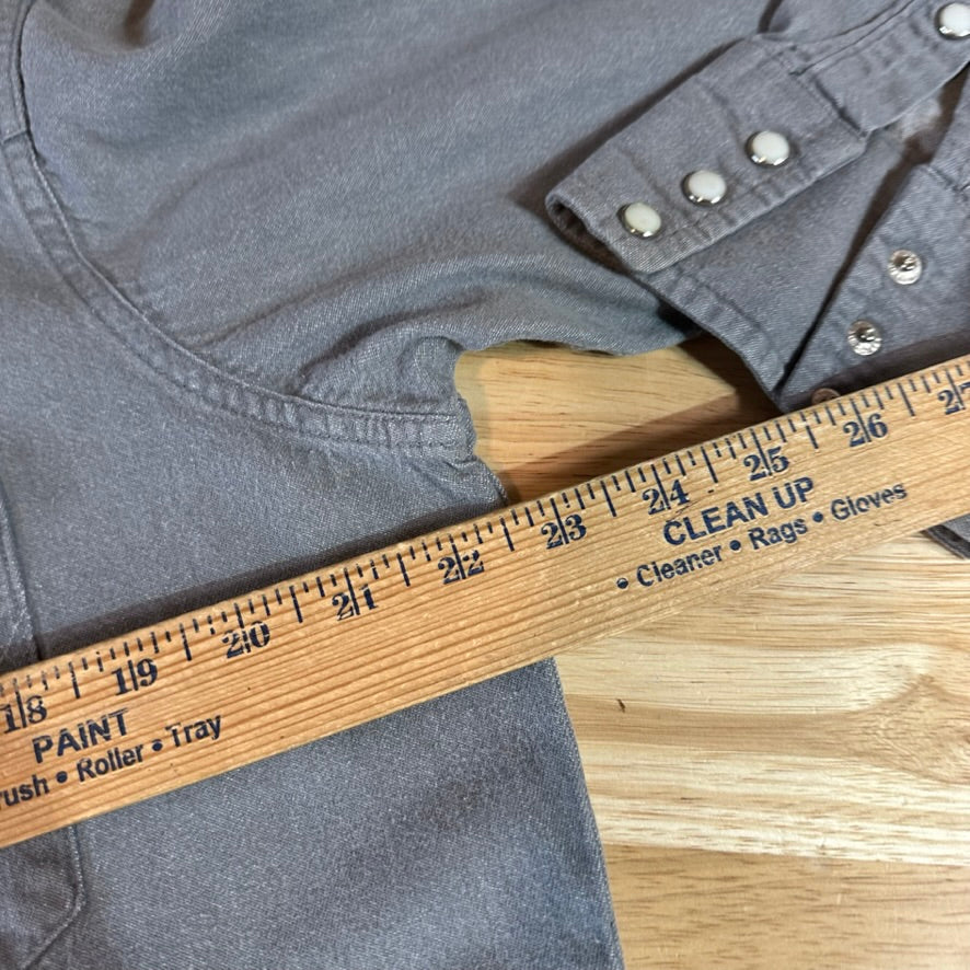 Wrangler Mens 17-35 Gray L/S Button Up