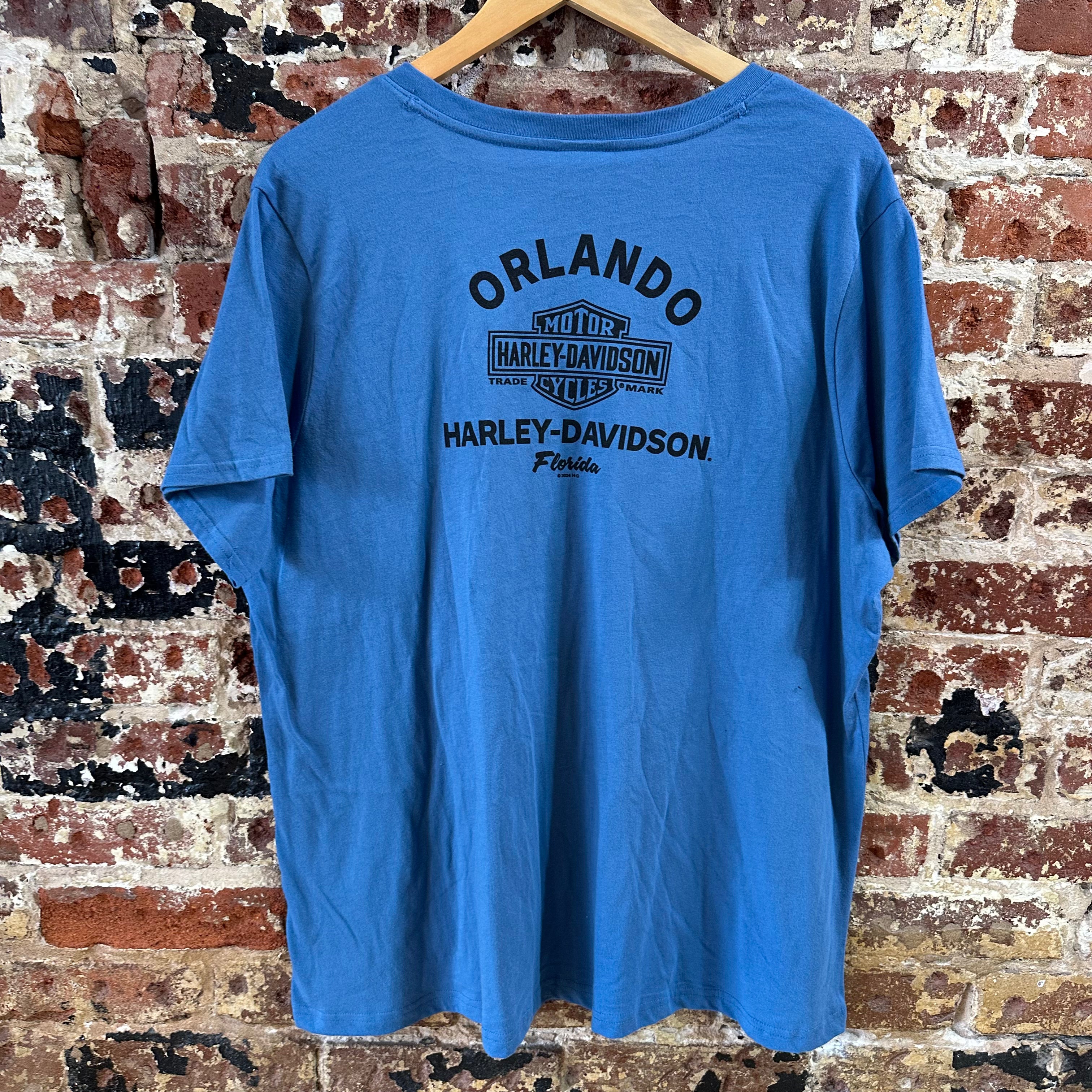 Harley Davidson Women's 2XL Short Sleeve Blue T-Shirt V-Neck NEW