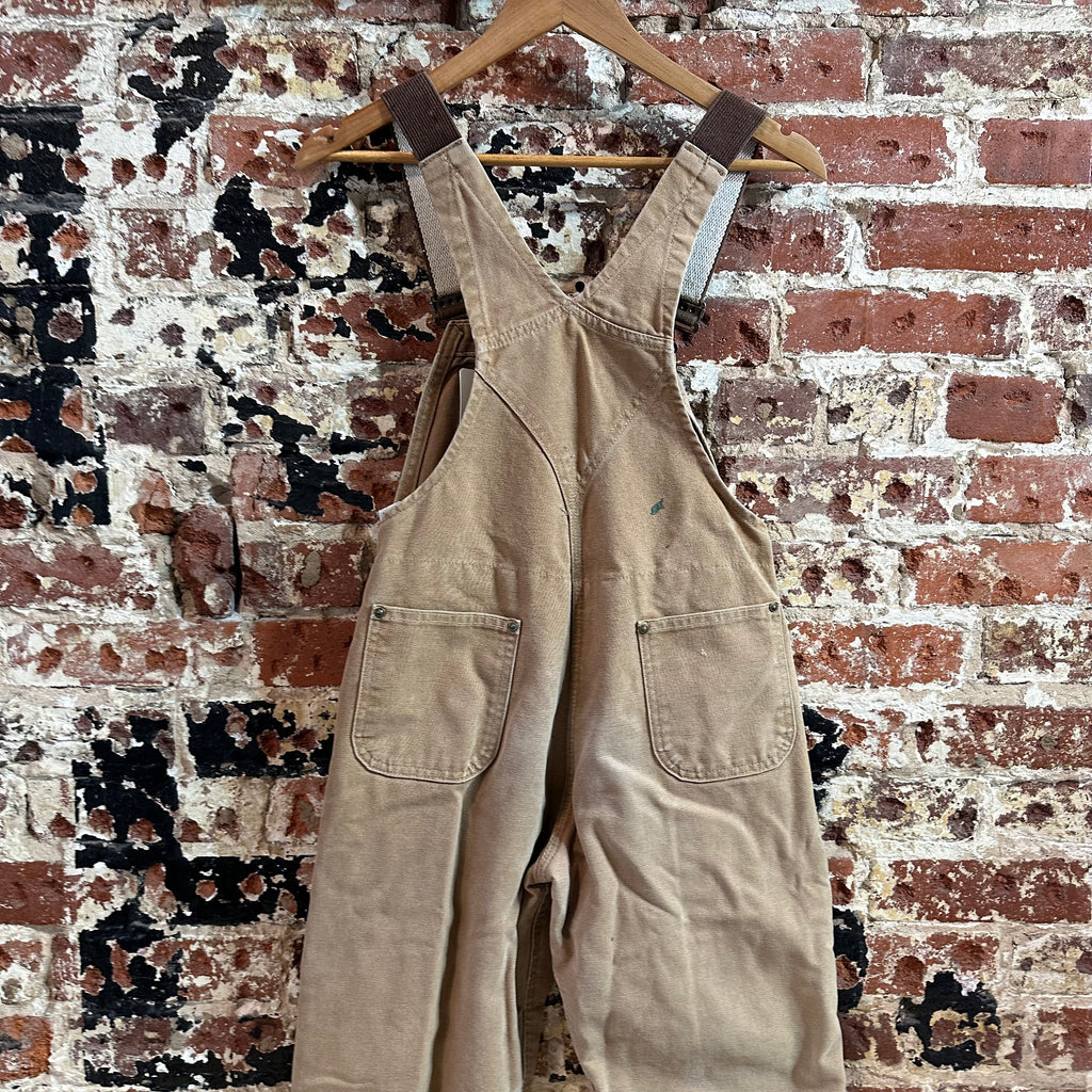 Vintage Carhartt Boy's Large Brown Bib Insulated Overalls Double Knee Farm Bibs