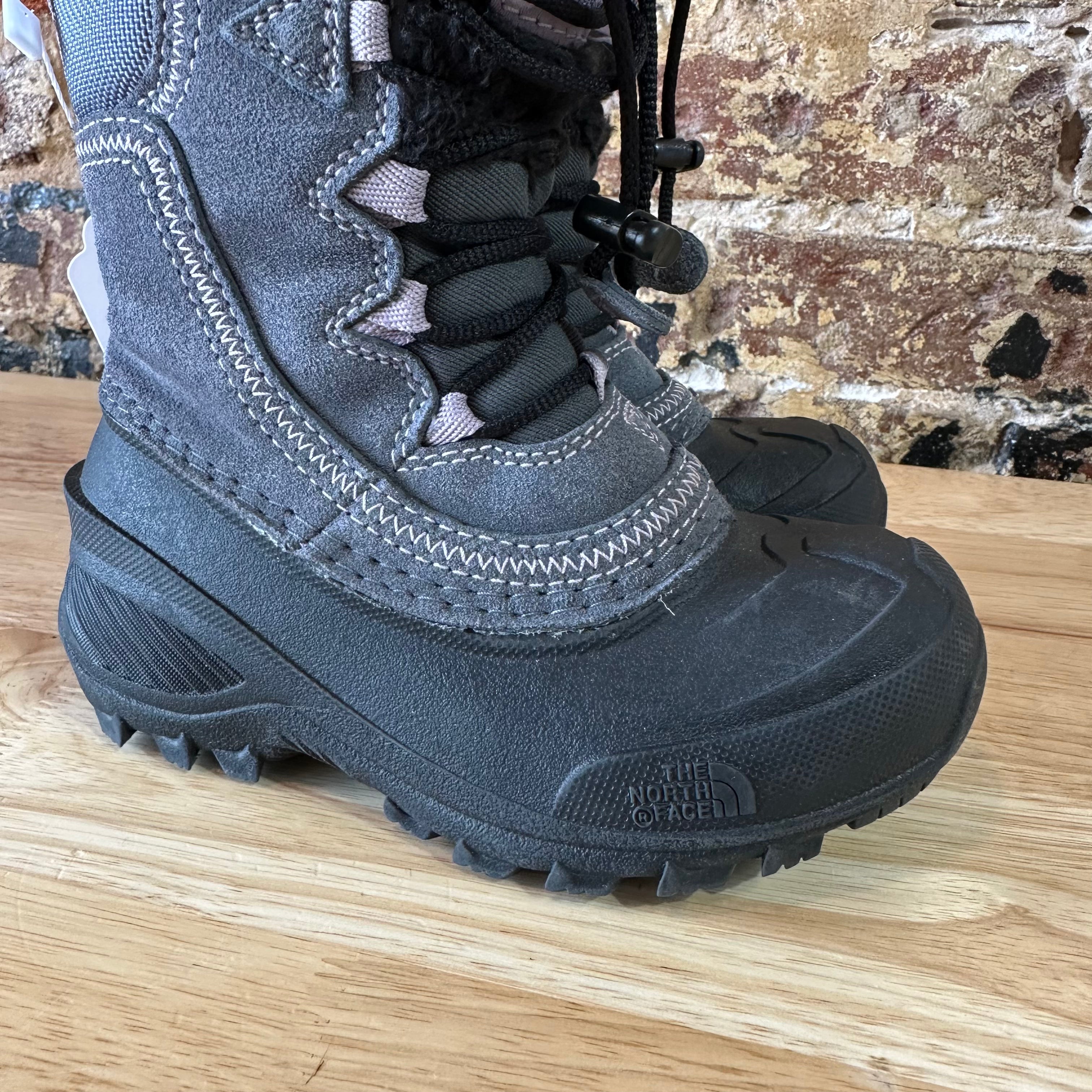 The North Face Snow Winter Boots Girls size 10 Gray Black Waterproof