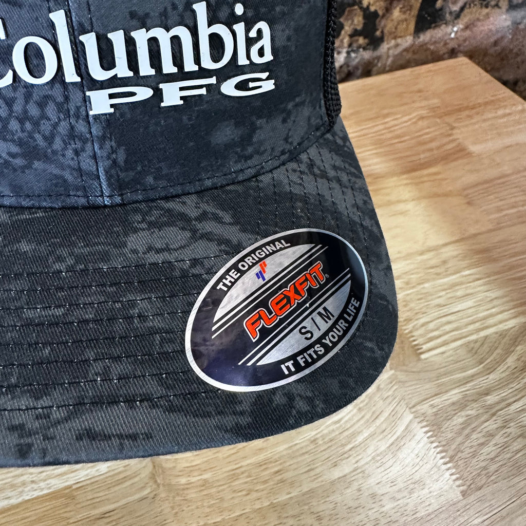 Columbia PFG Hat S/S Black Gray Camo Mesh back Logo NWT