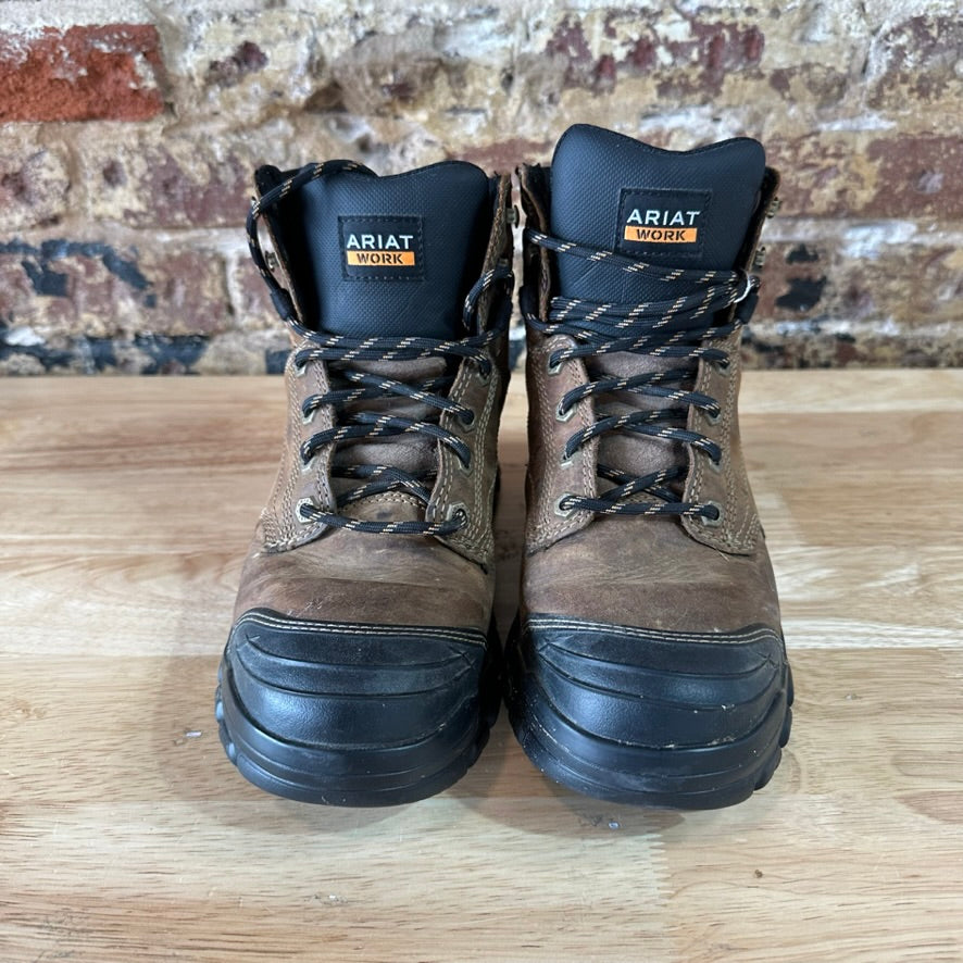 Ariat Treadfast 6” Waterproof Steel Toe Work Boots Mens Size 8.5 D Brown Lace Up