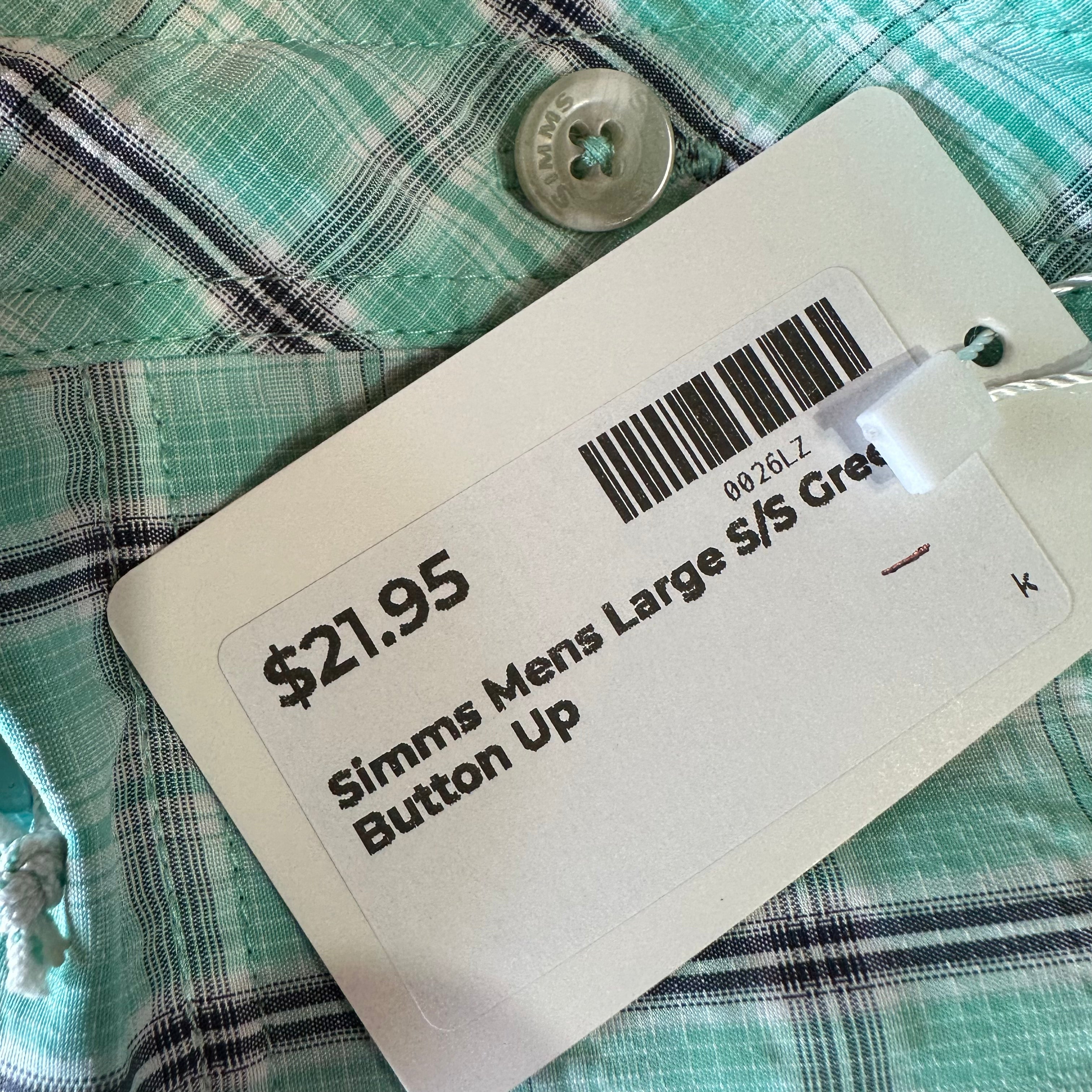 Simms Mens Large Button Up Shirt