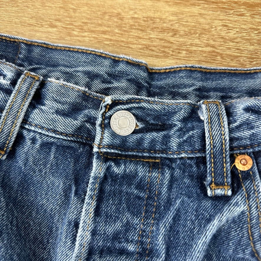 Levi's Cut Off Denim Blue Jean Shorts Womens 32 Distressed - 30x4.5"