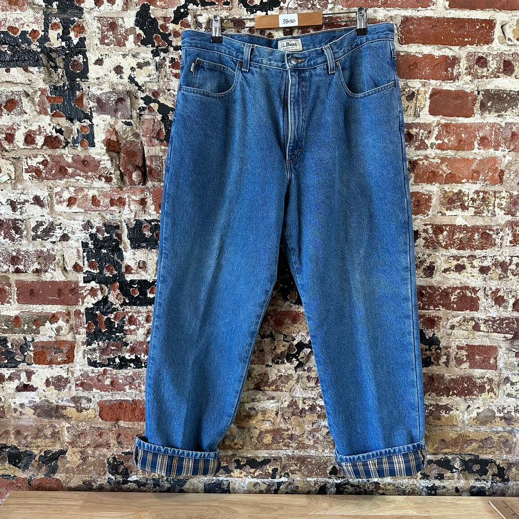 LL Bean Mens 38x30 Flannel lined Blue Jeans