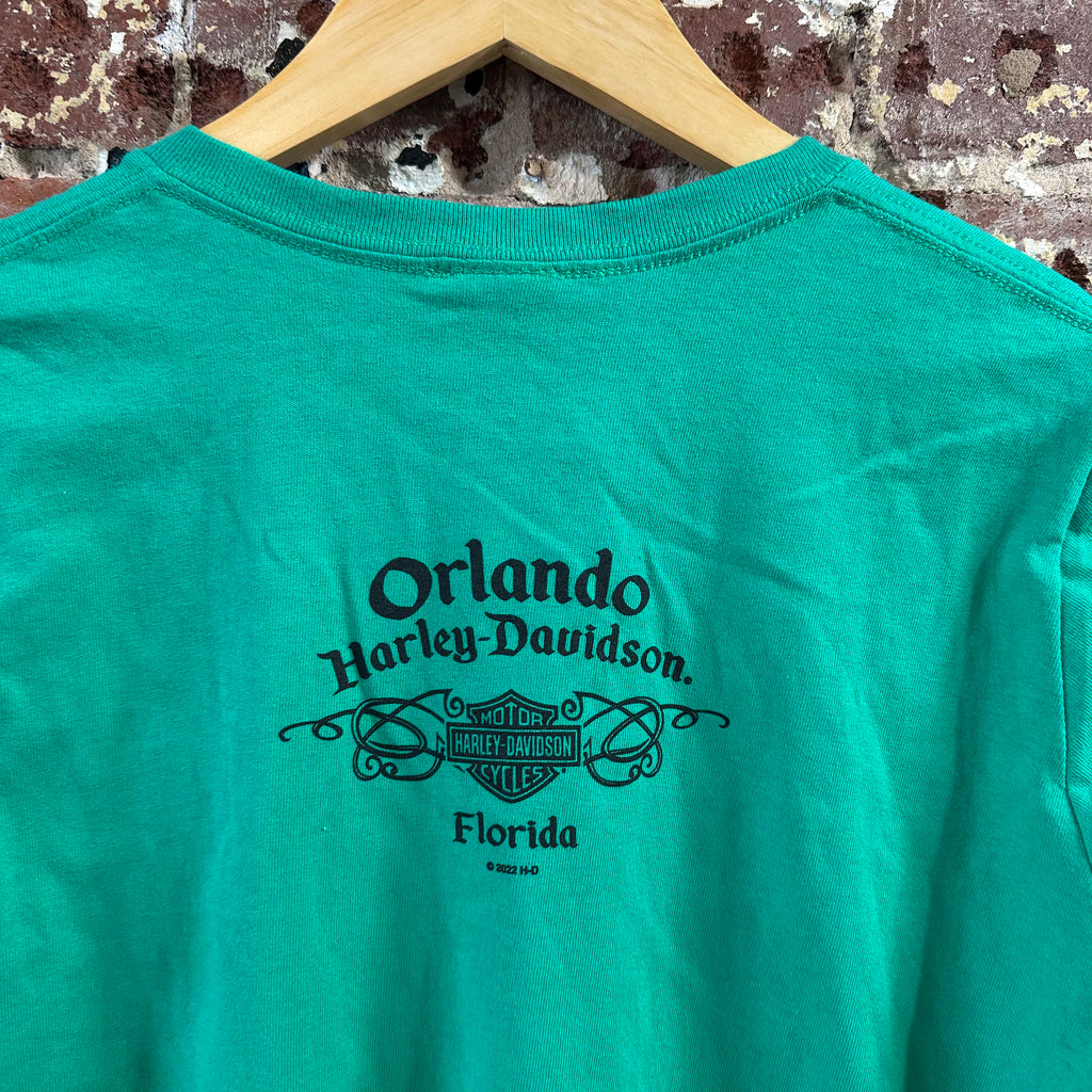 Harley Davidson Women's Small Short Sleeve Green T-Shirt V-Neck NEW