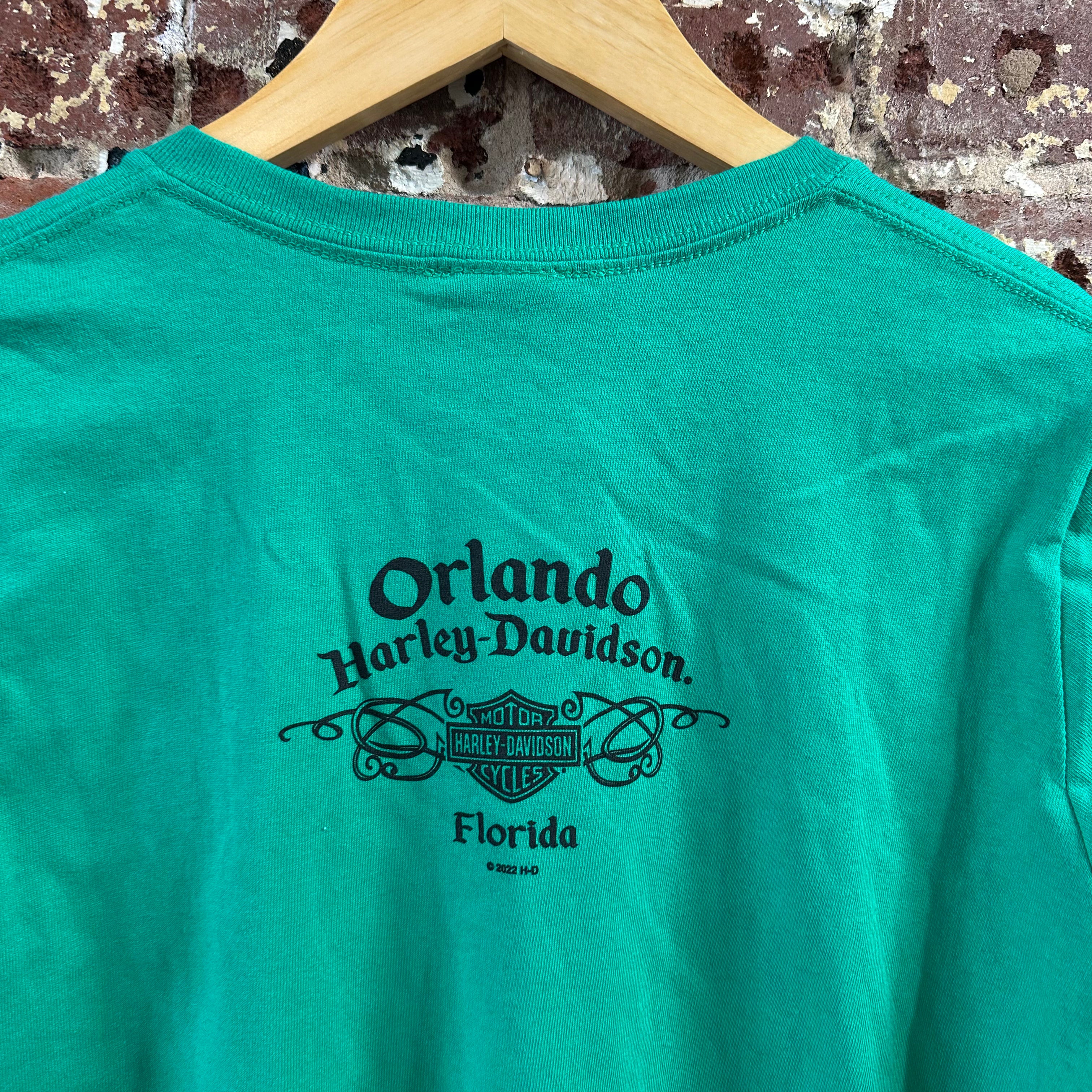 Harley Davidson Women's Small Short Sleeve Green T-Shirt V-Neck NEW