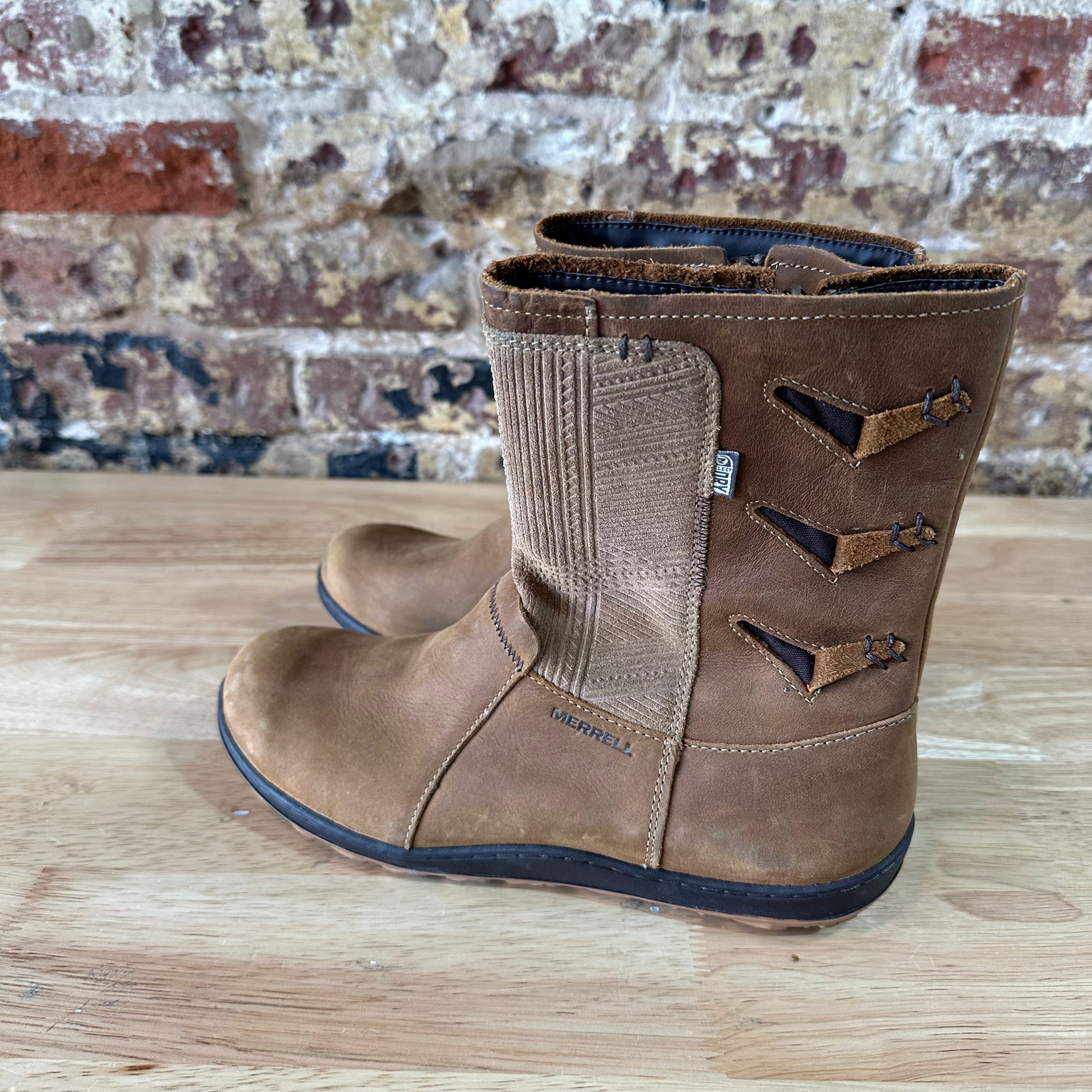 Merrell Ashland Vee Mid Boots Leather Brown Womens Waterproof Size 8