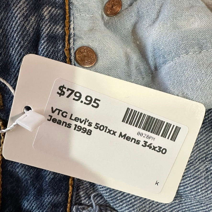 VTG Levi's 501xx Mens 34x30 Blue Jeans 1998