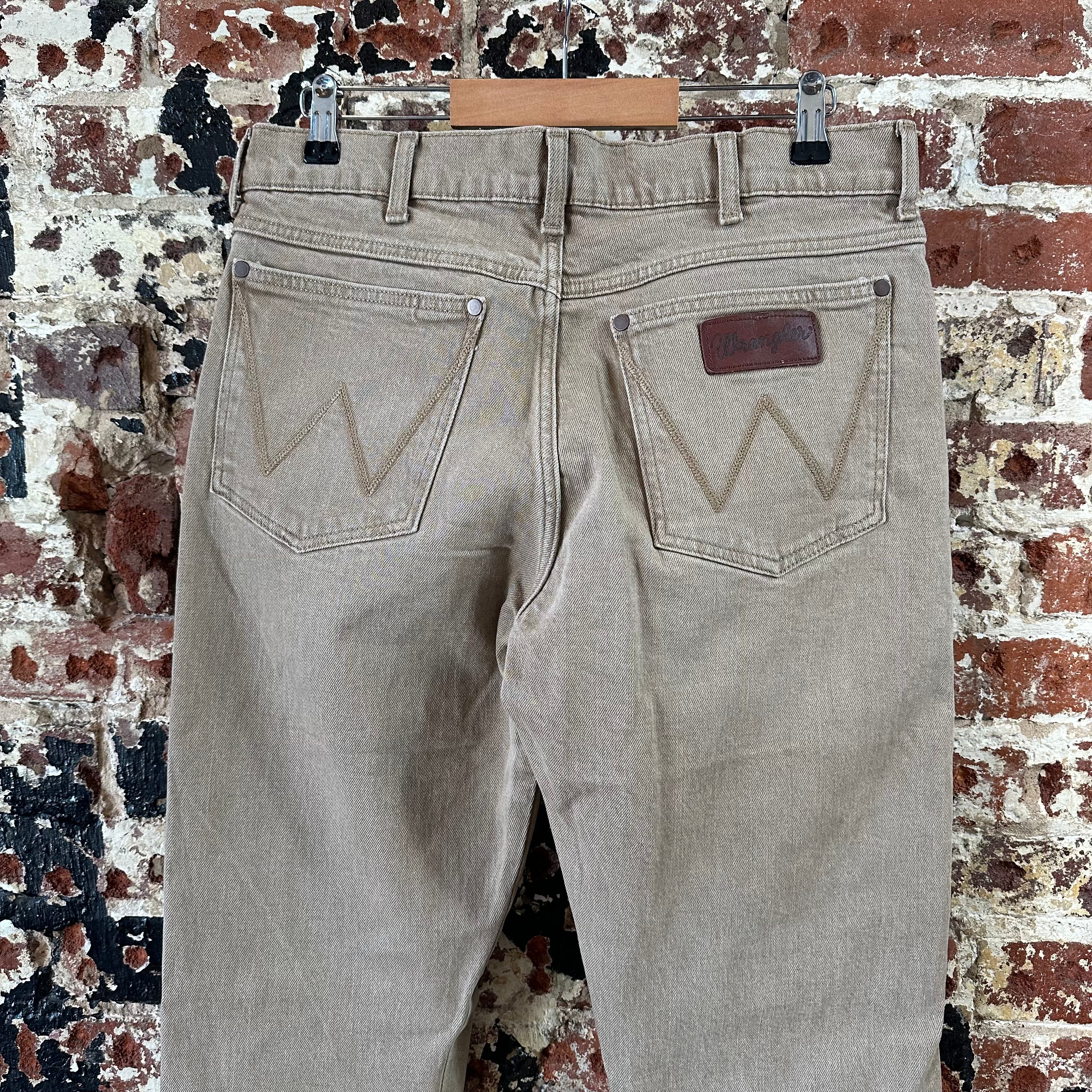Wrangler Slim Straight Mens 32x34 Tan Jeans
