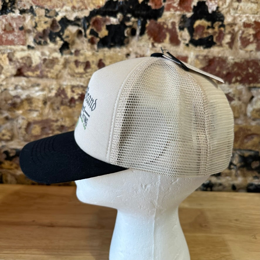 Lucky Brand Dungarees Trucker Hat Cream Black Snapback Mesh Cap NWT