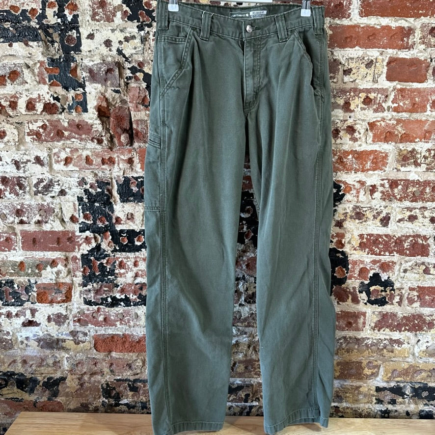 Carhartt Relaxed Fit Pants green rugged canvas work Mens 31x32 MOS