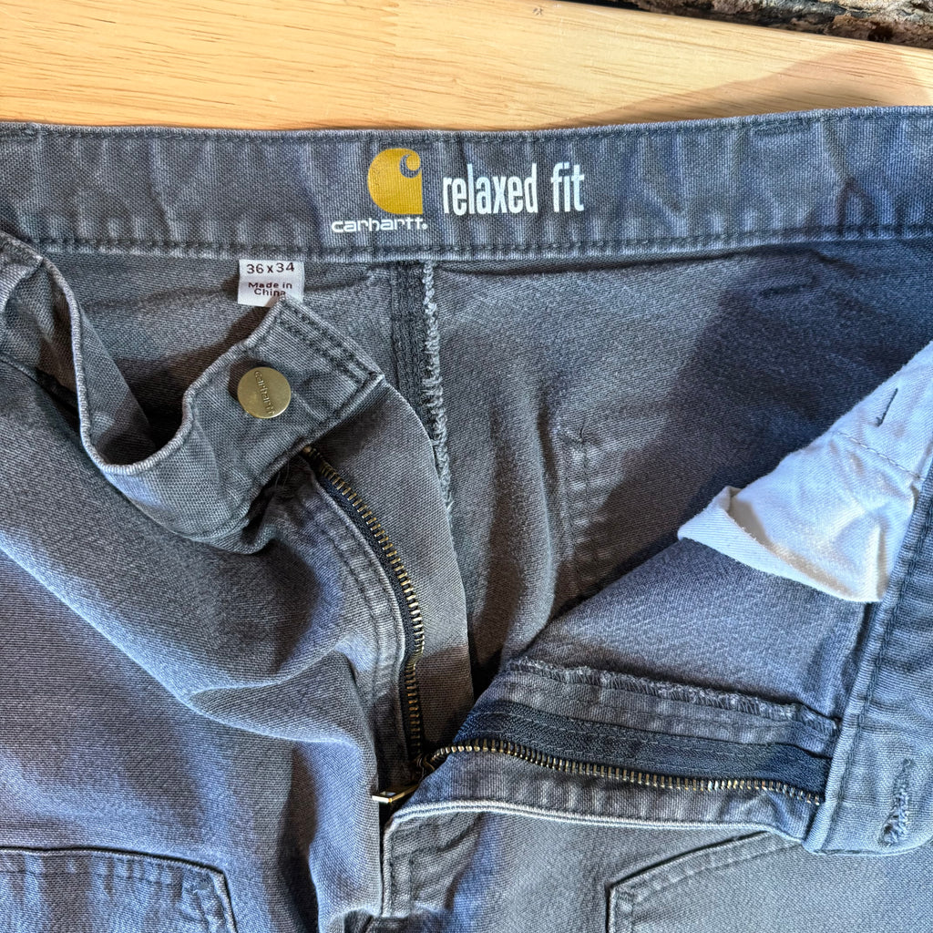 Carhartt Double Knee Gray Pants Mens 36x34