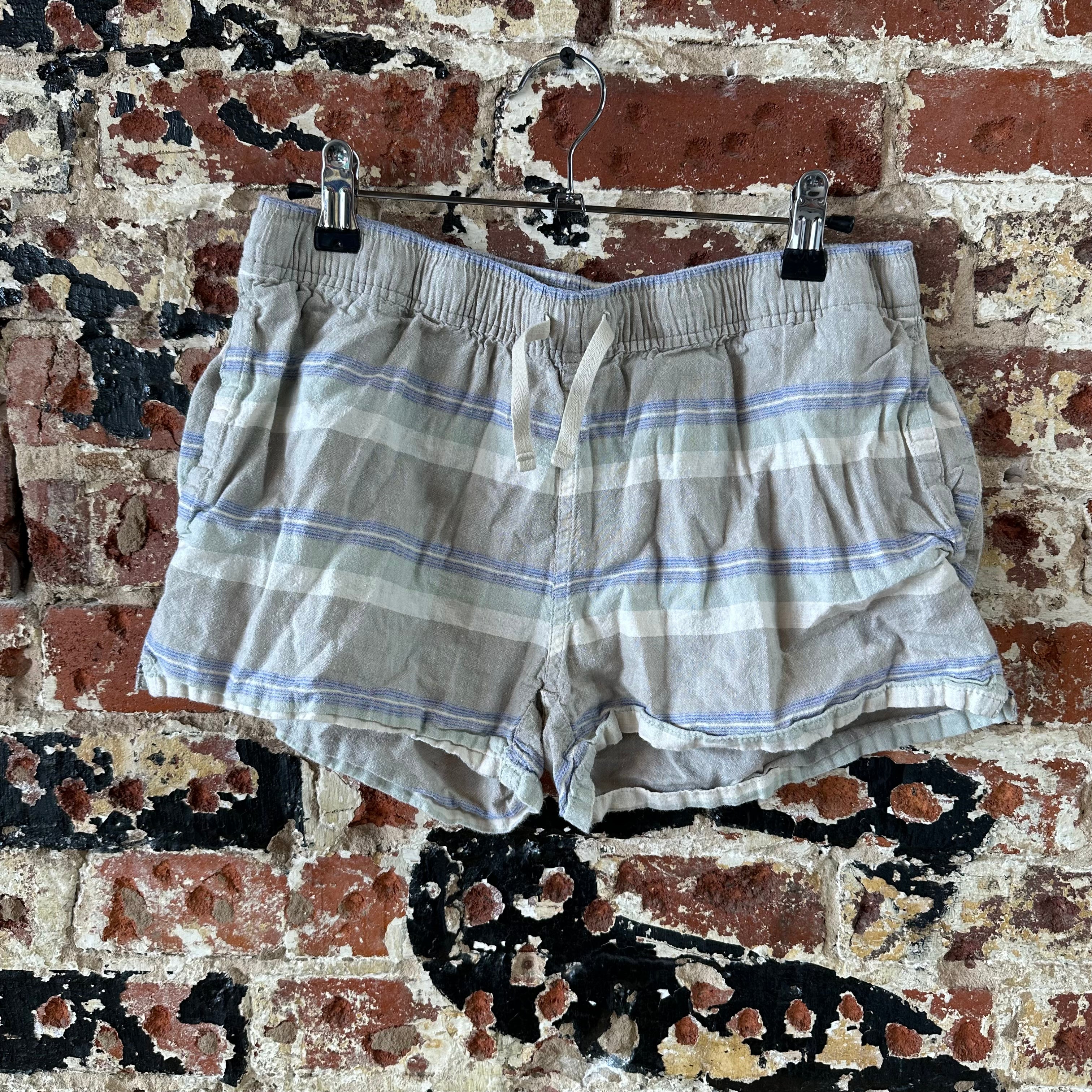 Patagonia Women's Island Hemp Baggies Shorts Stripe Size Small gray blue
