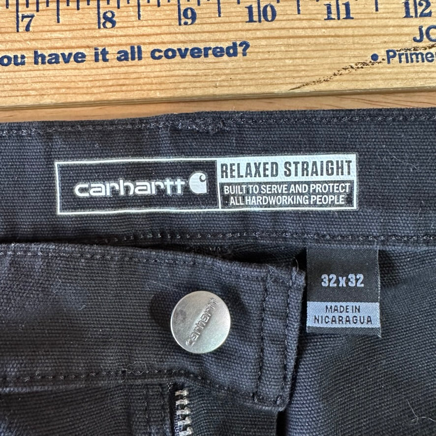 Carhartt Relaxed Fit Pants Mens 32x32 Black Relaxed Straight Workwear