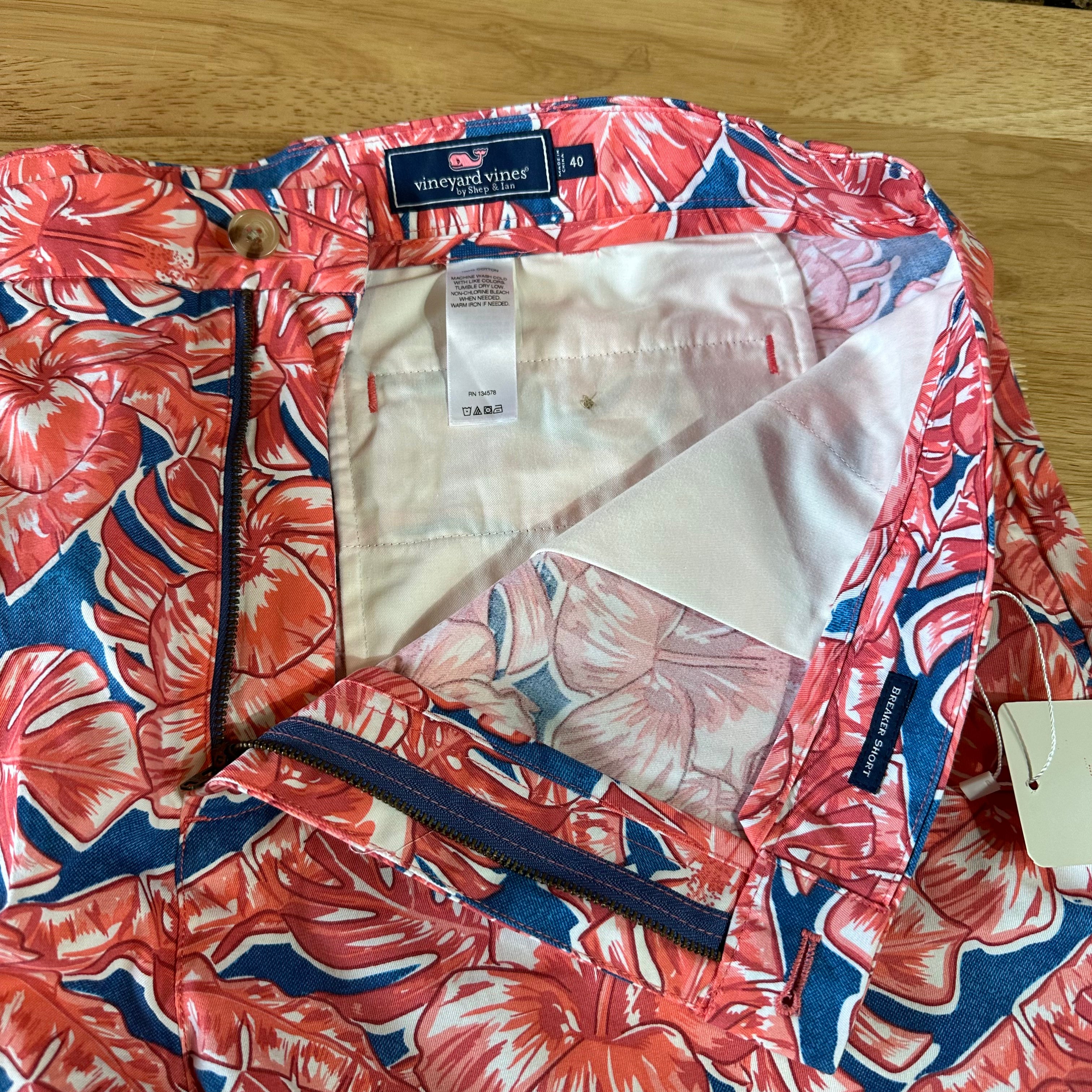Vineyard Vines Shorts Mens 40 Pink Floral Performance Breaker Shorts Golf Preppy