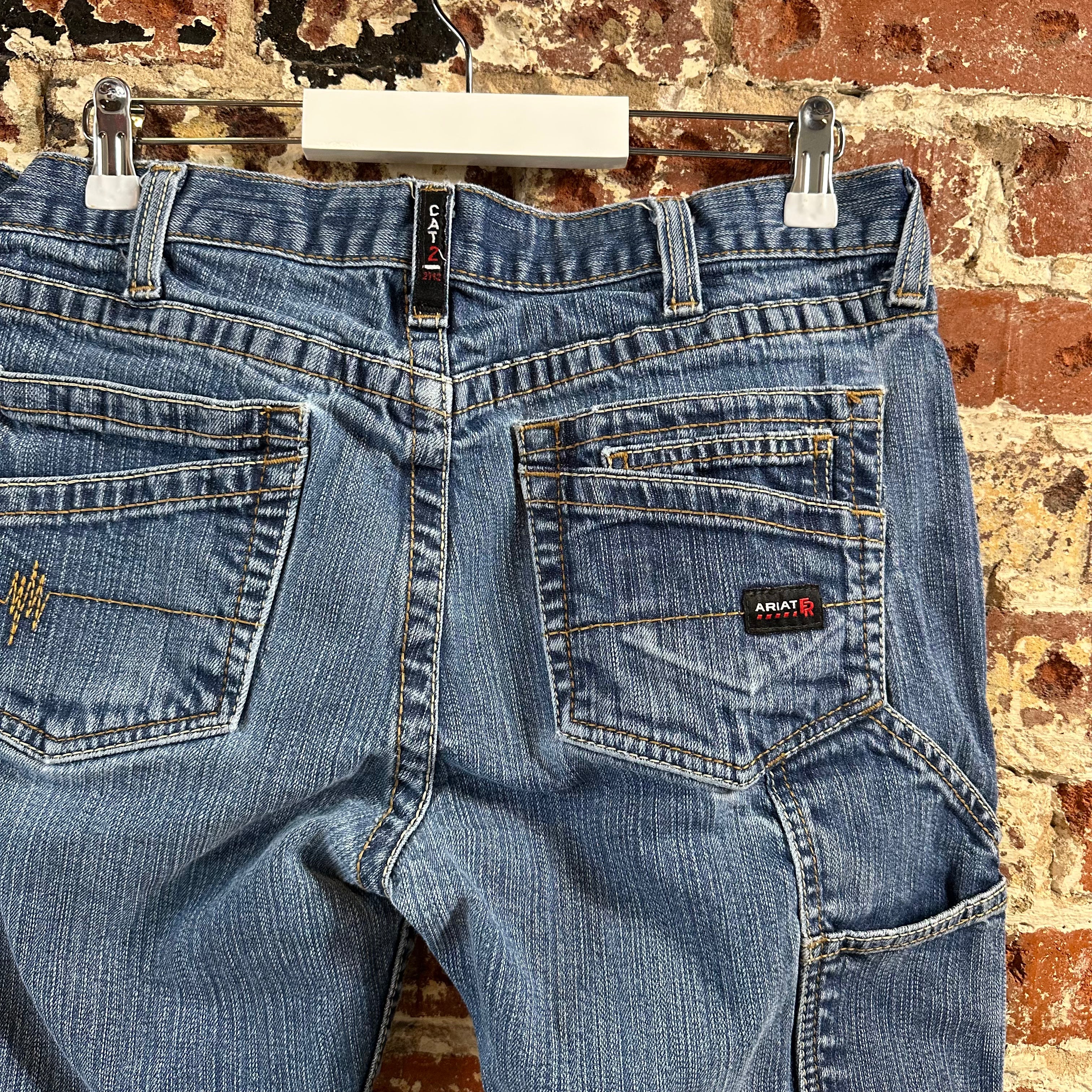 Ariat FR Jeans Men's 35x23.5 M7 Slim Straight Blue denim *HEMMED