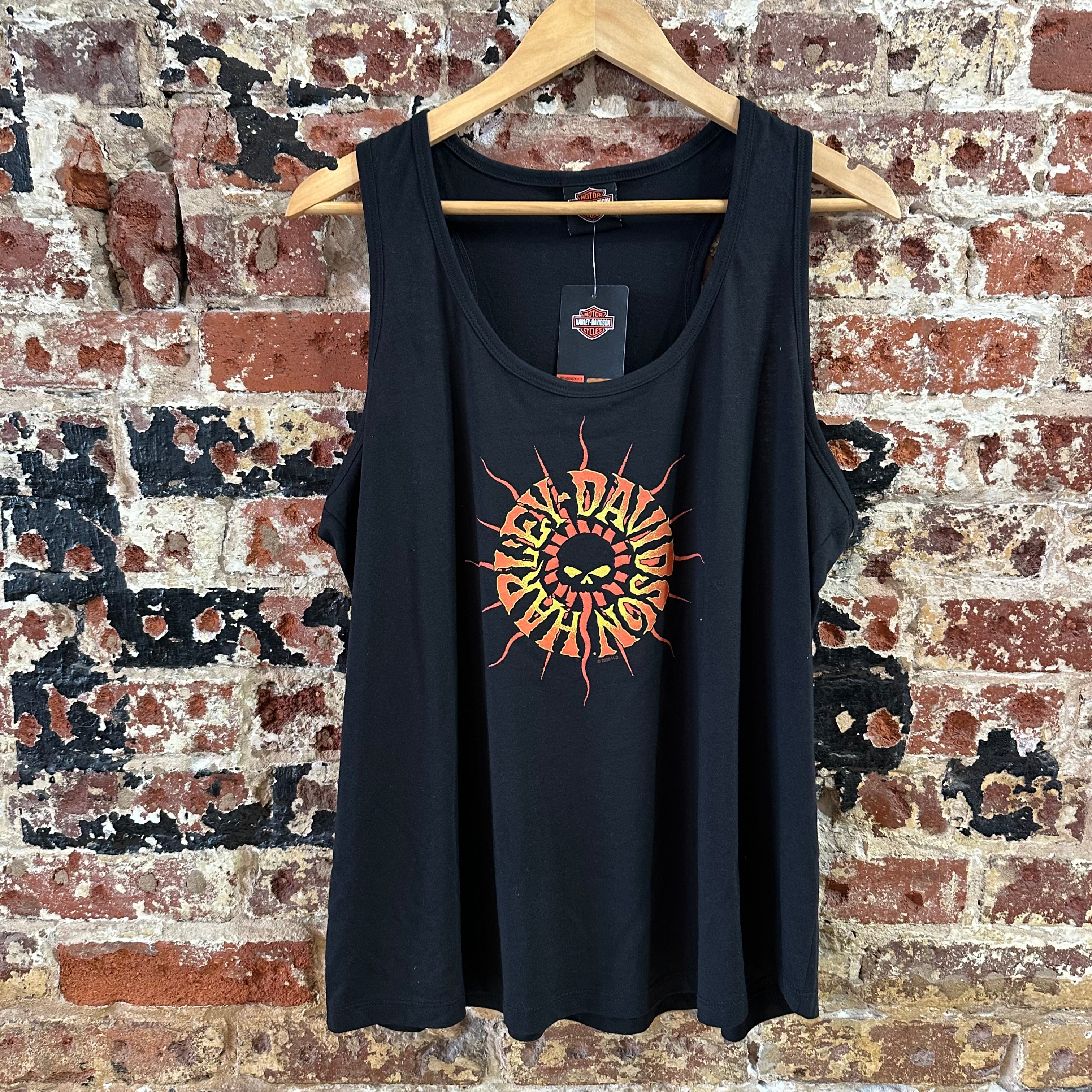 Harley Davidson Women's 2XL Tank Top Black Hall of Fame Ohio Flame NEW